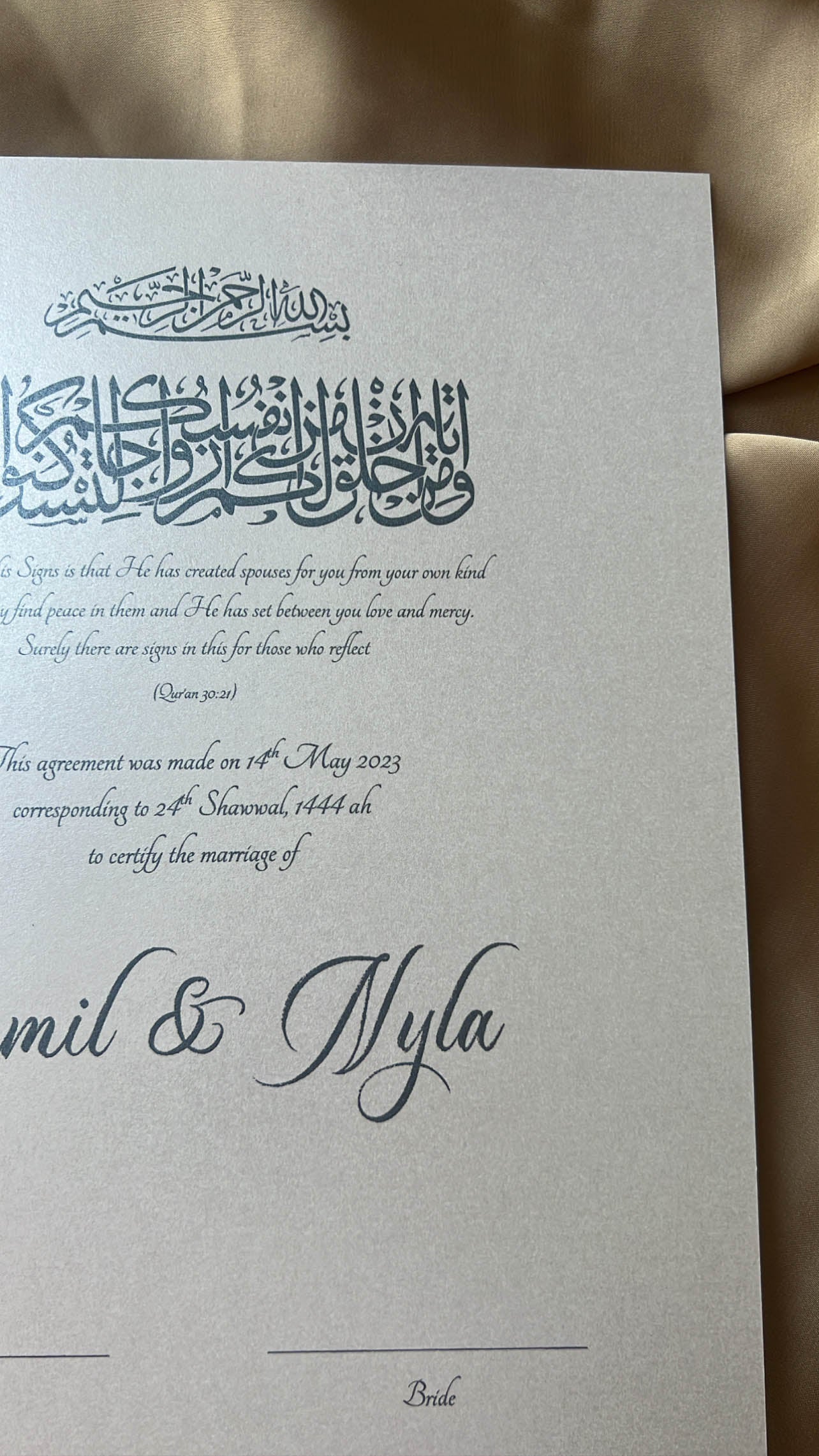 Nikah Certificate - The Blessed Pledge + Pen