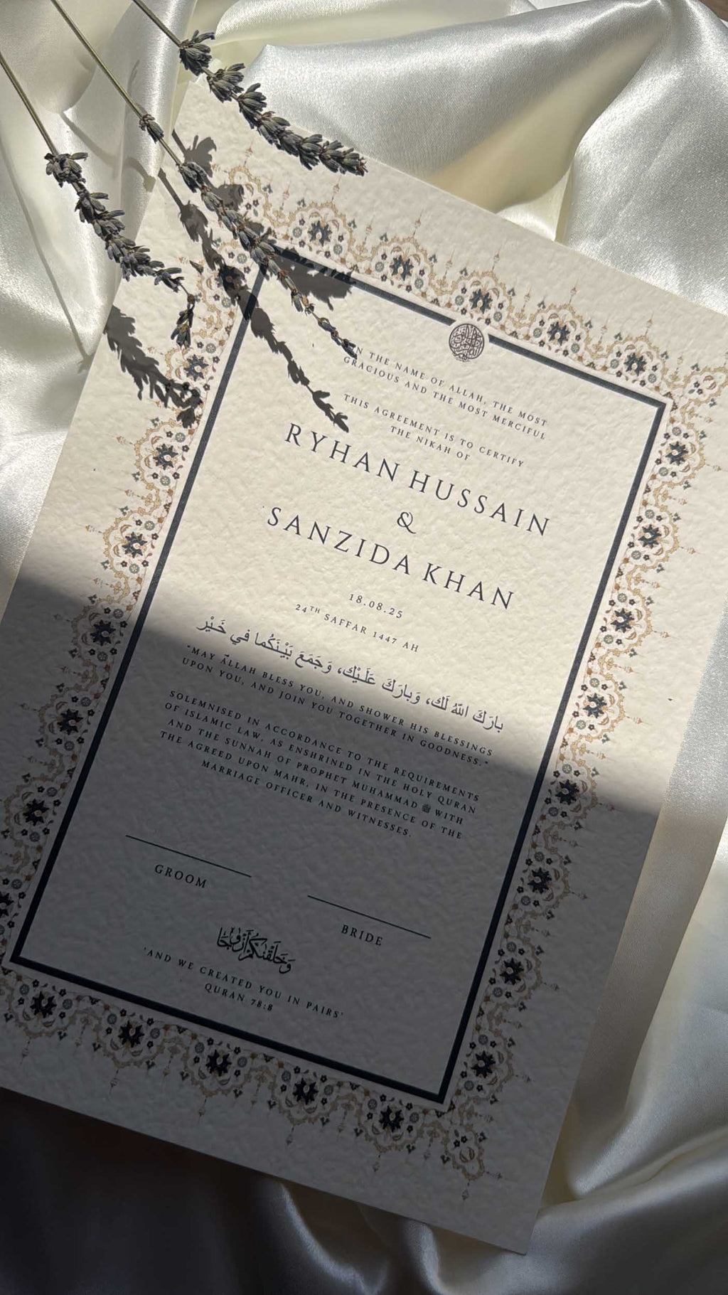 Bundle: Nikah Certificate - Moments of Love + Frame + Pen