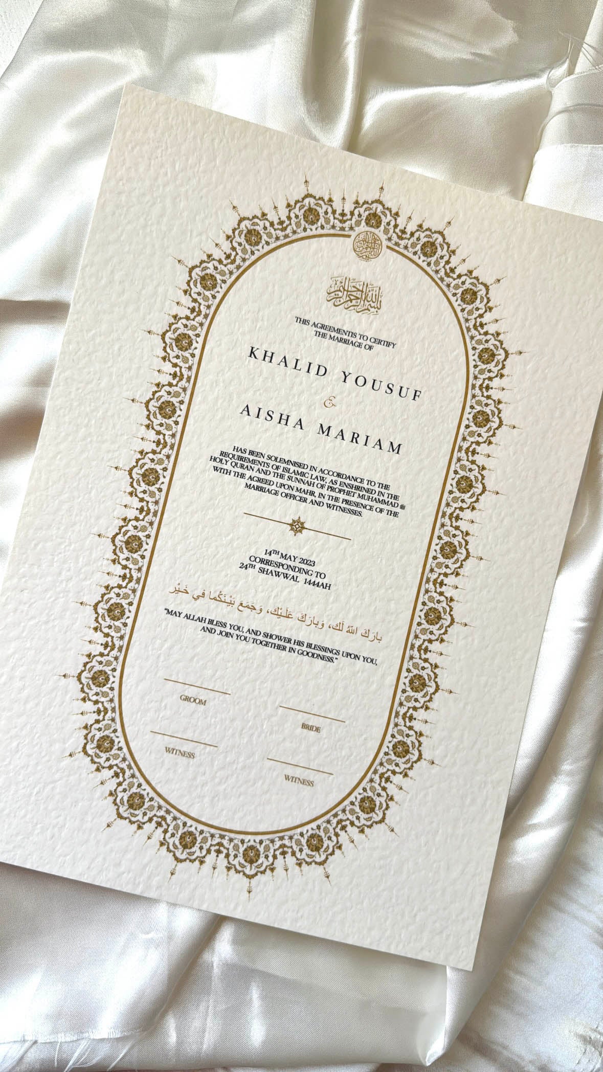 Nikah Certificate - Gold Chain