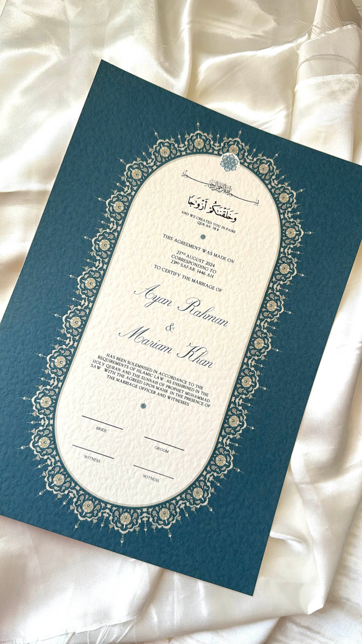 Nikah Certificate - Sea of Love + Pen