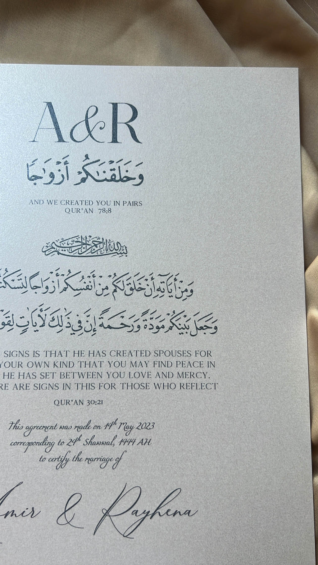 Nikah Certificate - The Eternal Promise