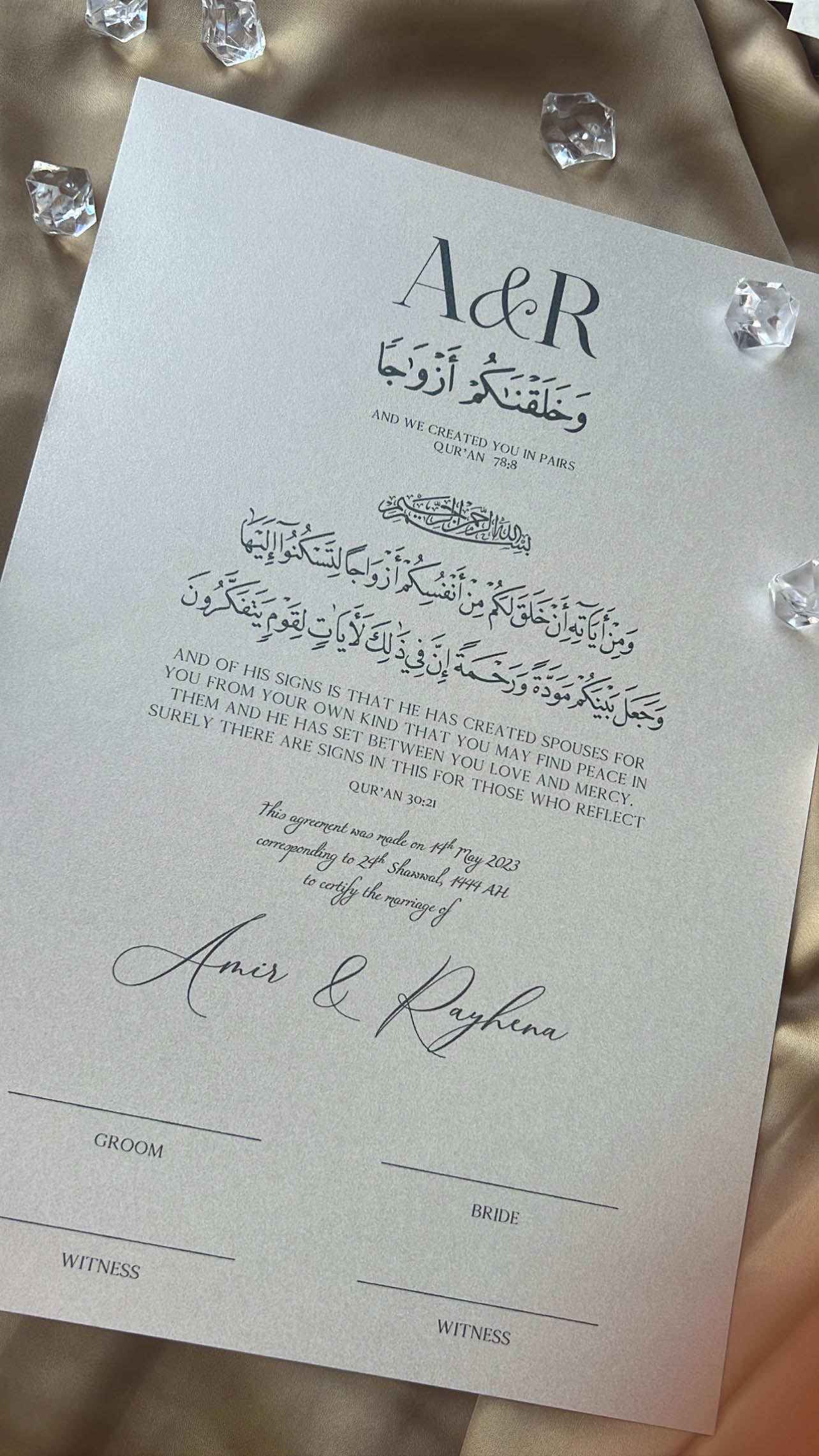 Nikah Certificate - The Eternal Promise + Pen