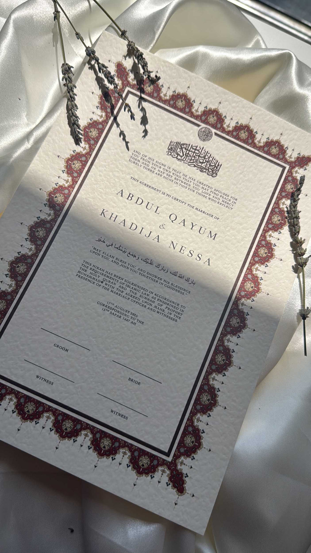 Nikah Certificate - Two Hearts as One