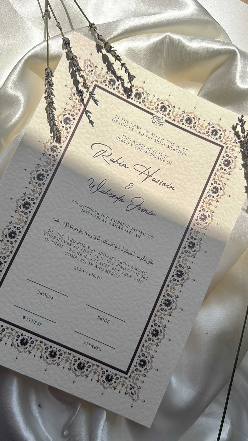 Nikah Certificate - Tranquility of Hearts + Pen