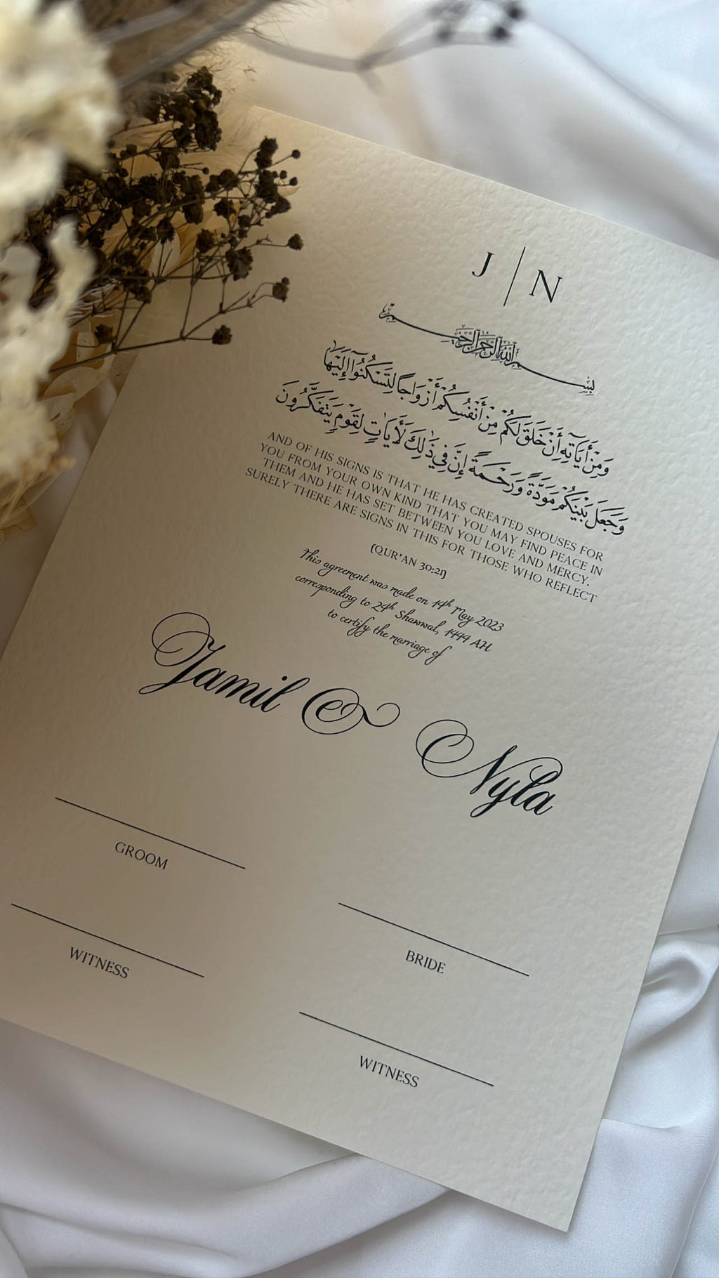 Nikah Certificate - A Promise Written