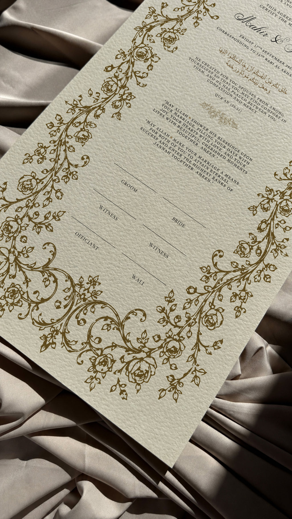 Bundle: Large Extended Nikah Certificate - Petals of Rahmah