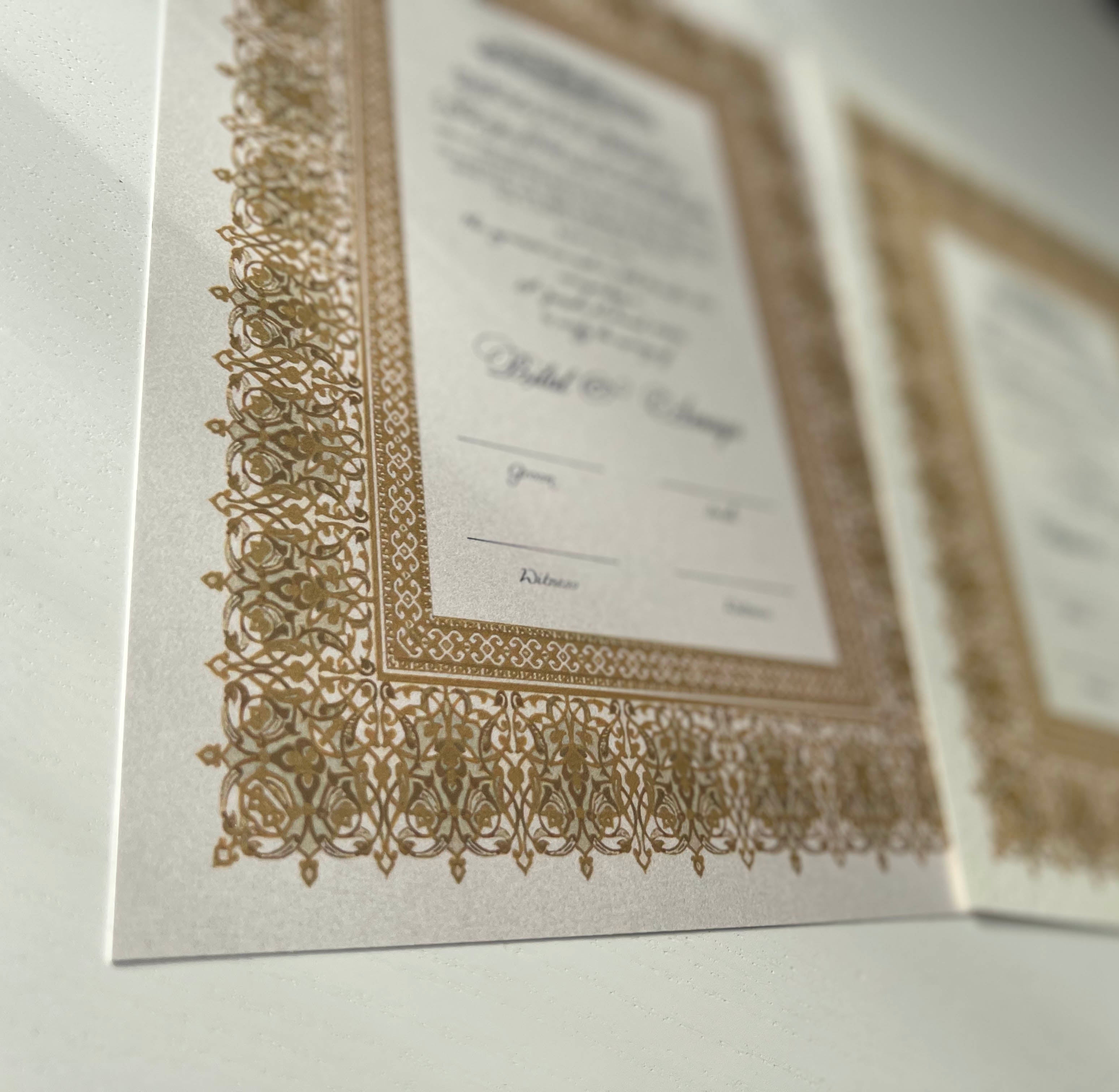 Nikah Certificate - Treasure of Gold