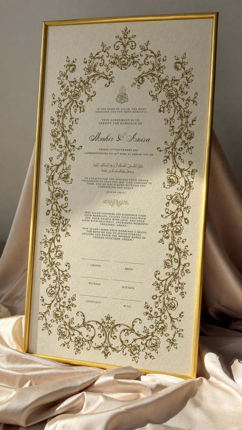 Bundle: Large Extended Nikah Certificate - Petals of Rahmah