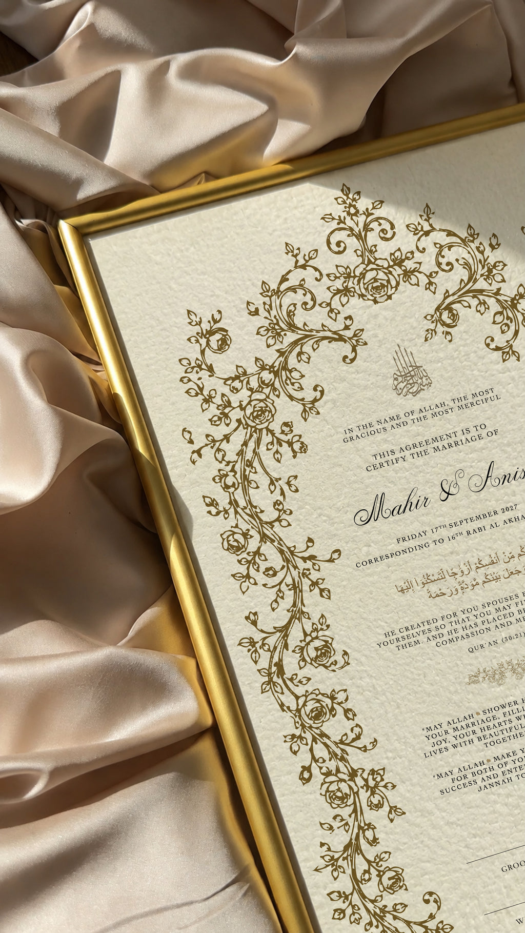Bundle: Large Extended Nikah Certificate - Petals of Rahmah