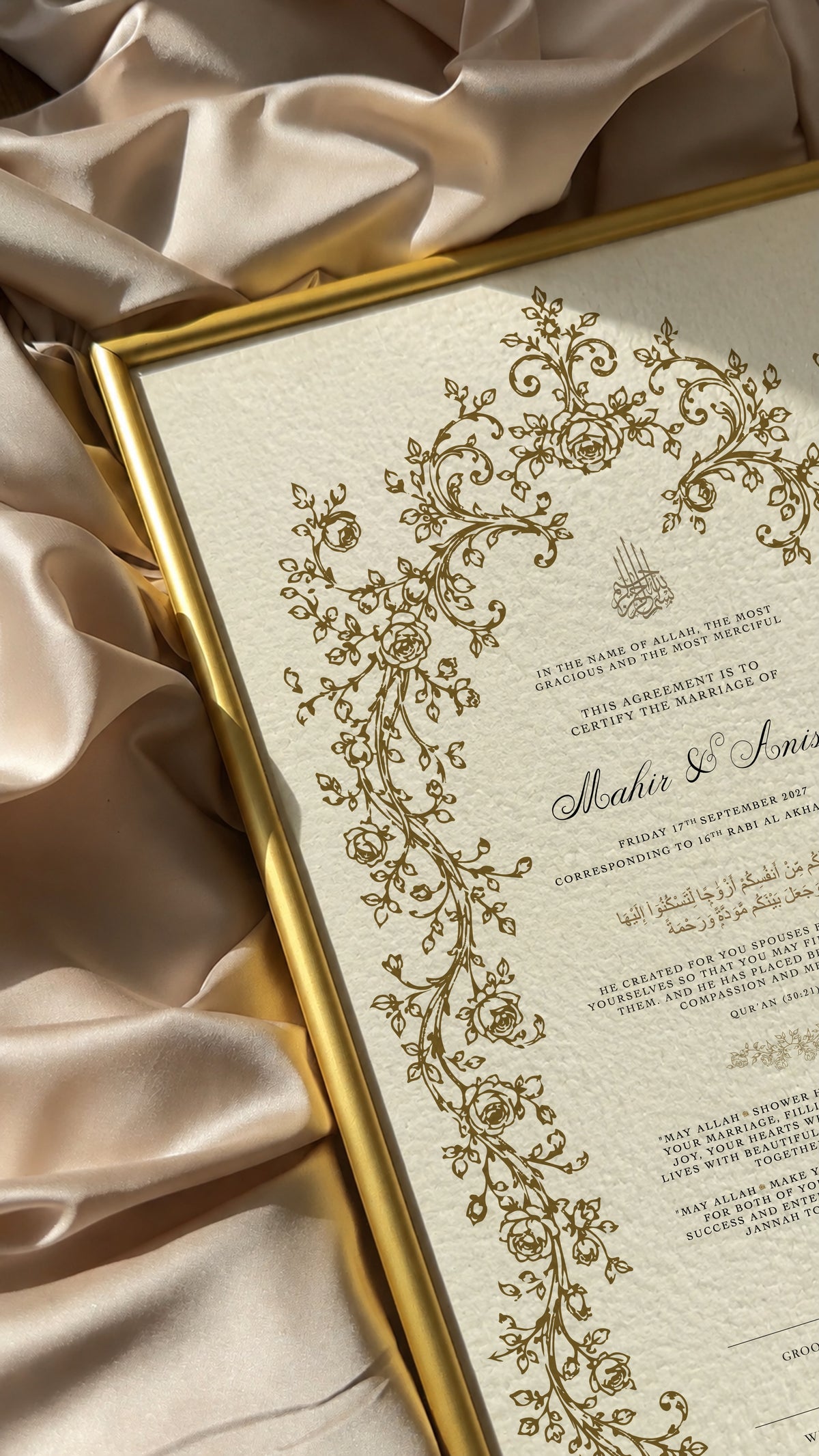 Bundle: Large Extended Nikah Certificate - Petals of Rahmah