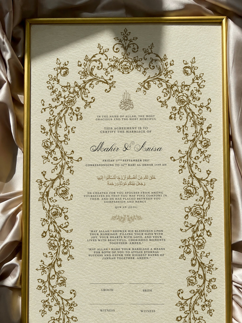 Bundle: Large Extended Nikah Certificate - Petals of Rahmah