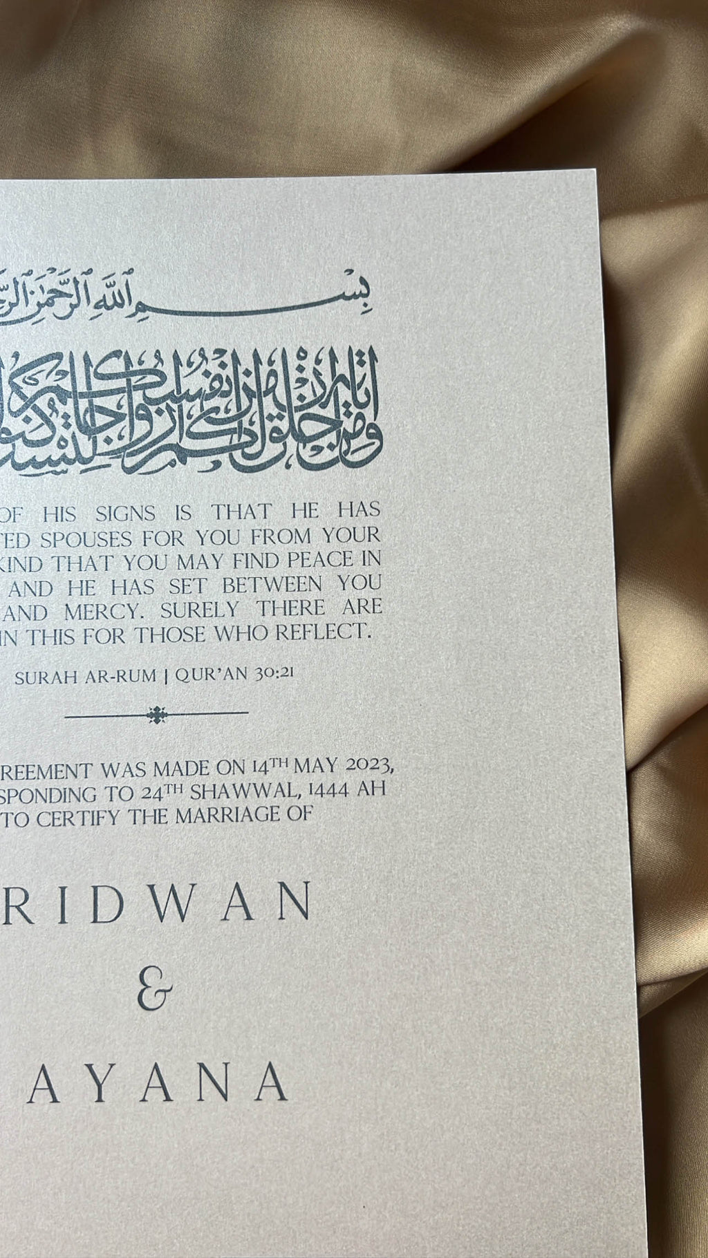 Nikah Certificate - Bound in Faith