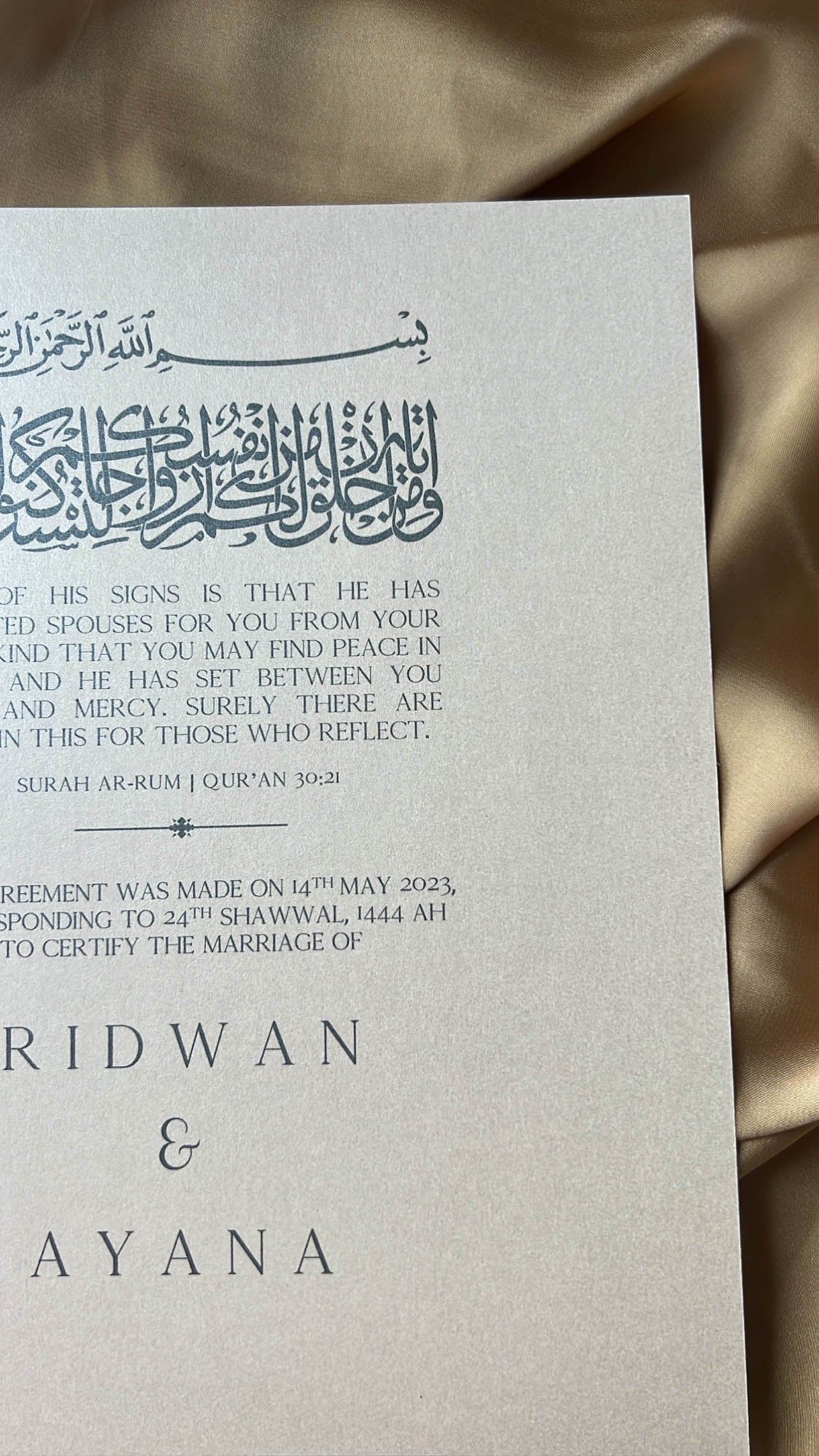 Nikah Certificate - Bound in Faith