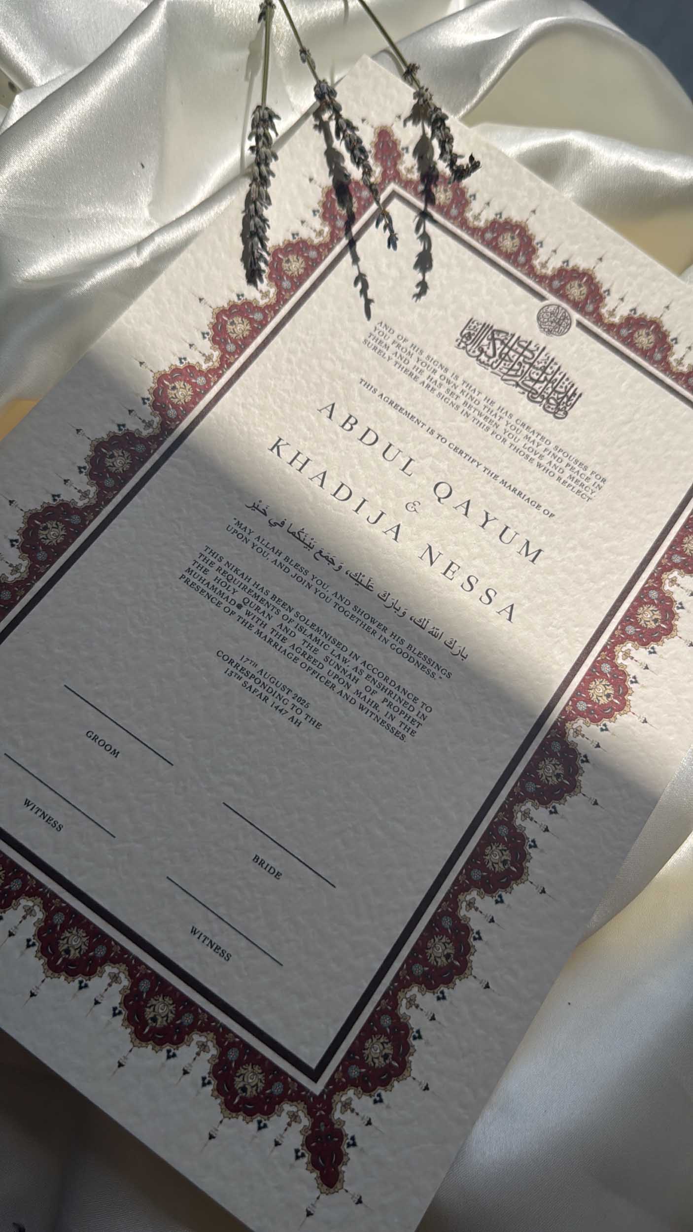 Nikah Certificate - Two Hearts as One