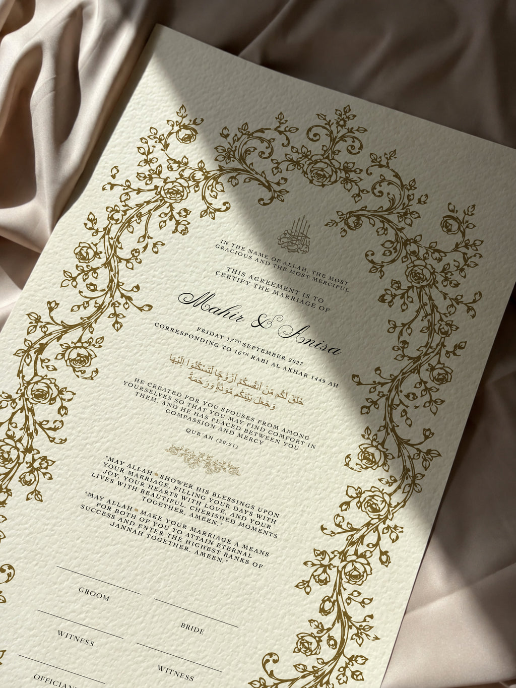 Bundle: Large Extended Nikah Certificate - Petals of Rahmah