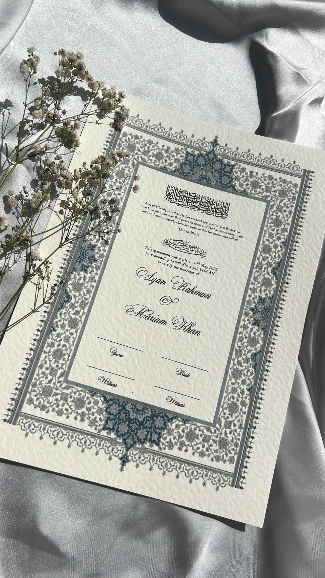 Nikah Certificate - Gems of the Sea + Pen