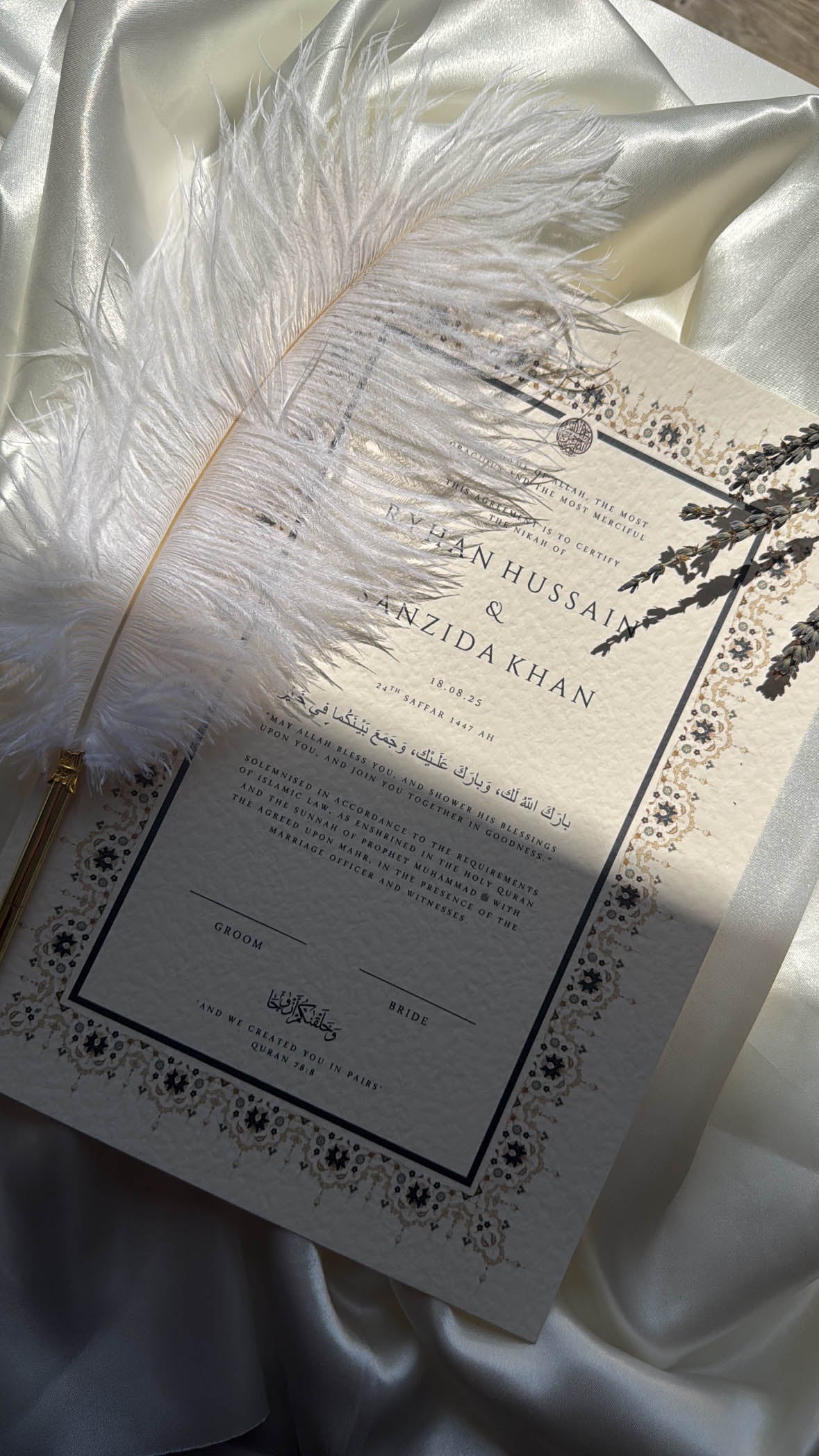 Bundle: Nikah Certificate - Moments of Love + Frame + Pen