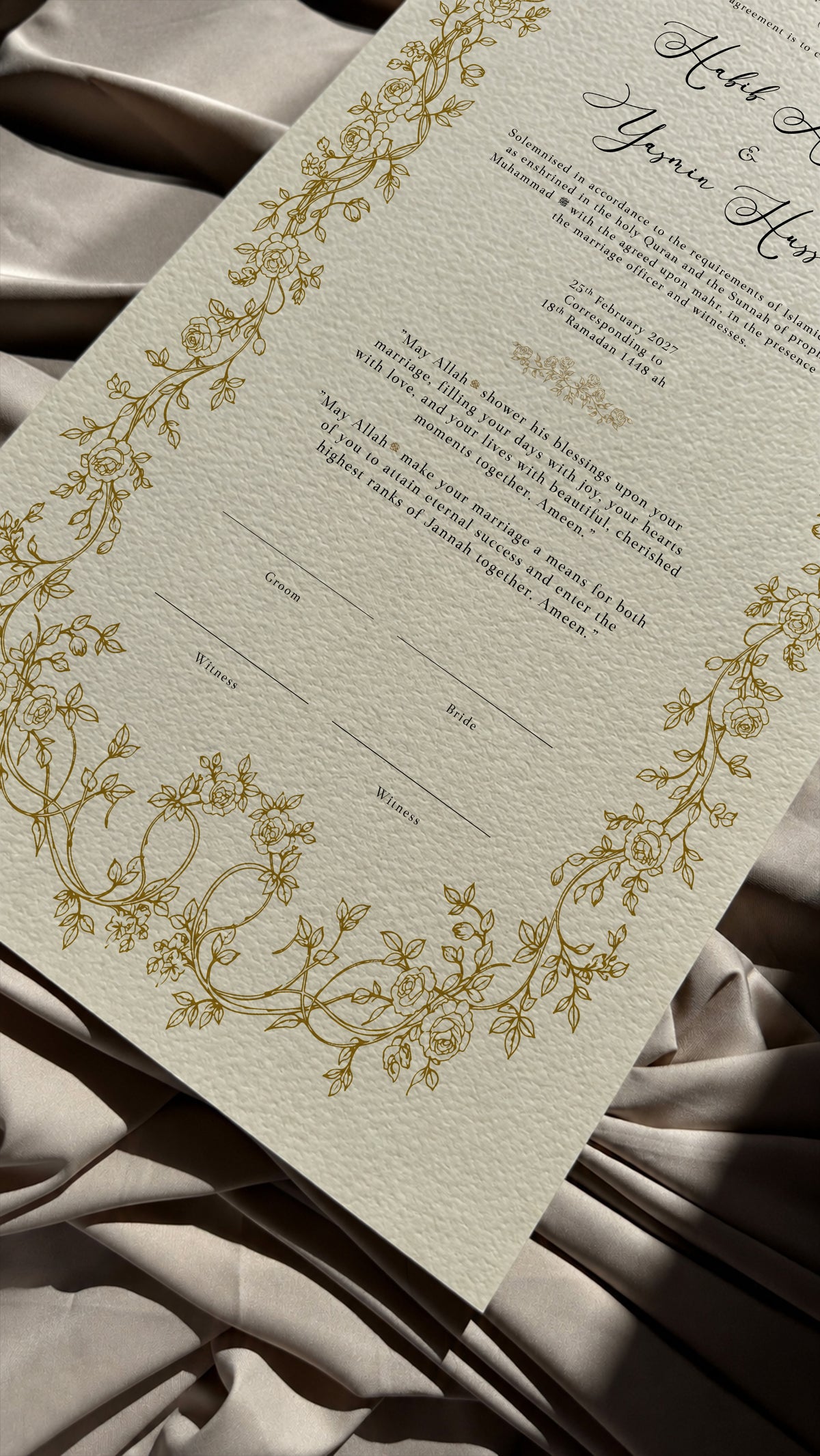 Bundle: Large Extended Nikah Certificate - Love rooted in tranquility