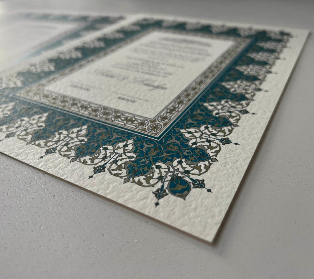 Nikah Certificate - Blue Promise