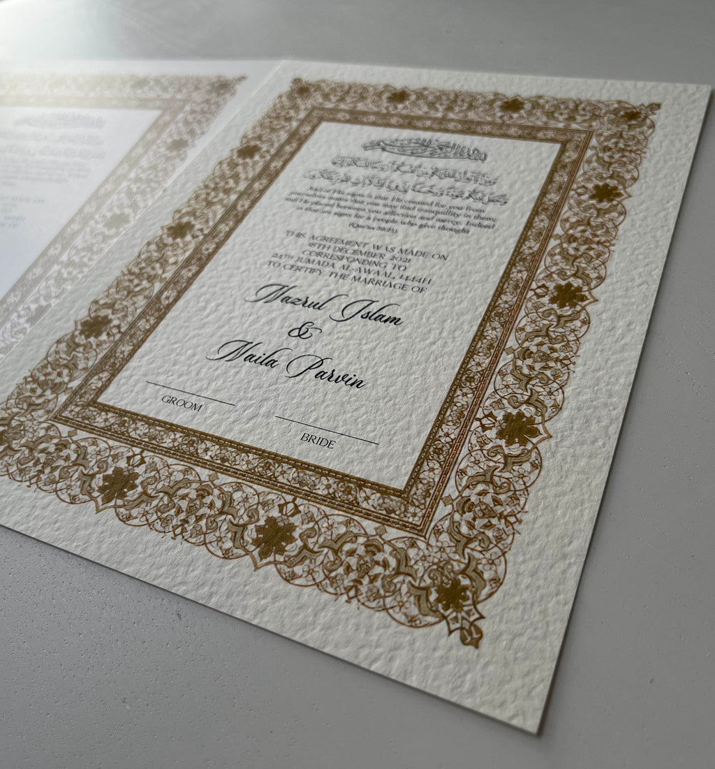 Nikah Certificate - Golden Moments
