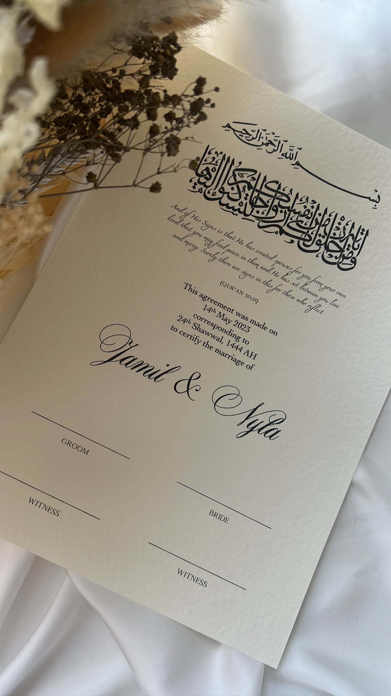 Nikah Certificate - Contract of Mercy