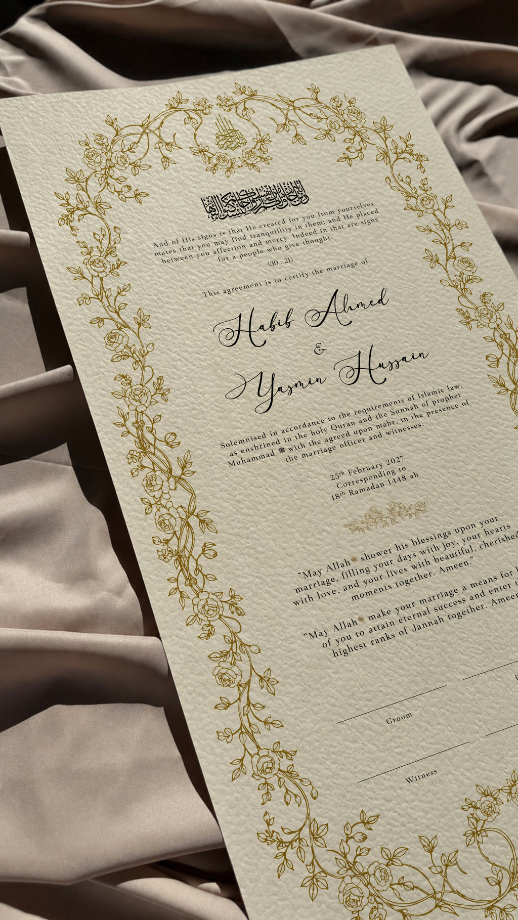 Bundle: Large Extended Nikah Certificate - Love rooted in tranquility
