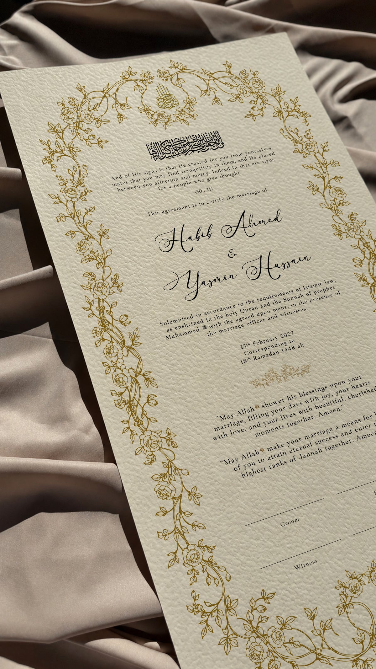 Bundle: Large Extended Nikah Certificate - Love rooted in tranquility