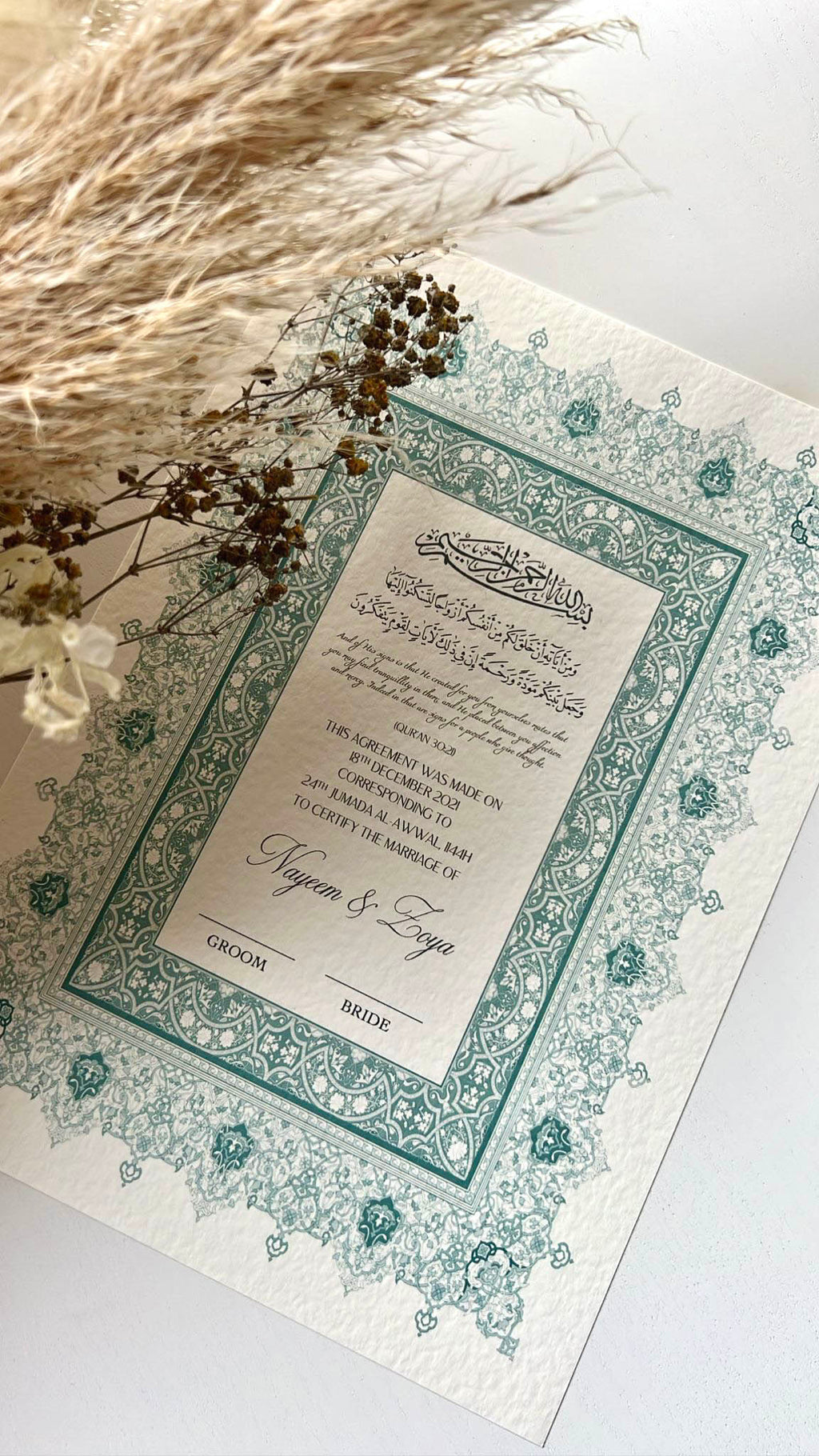 Nikah Certificate - Blue Hope + Pen
