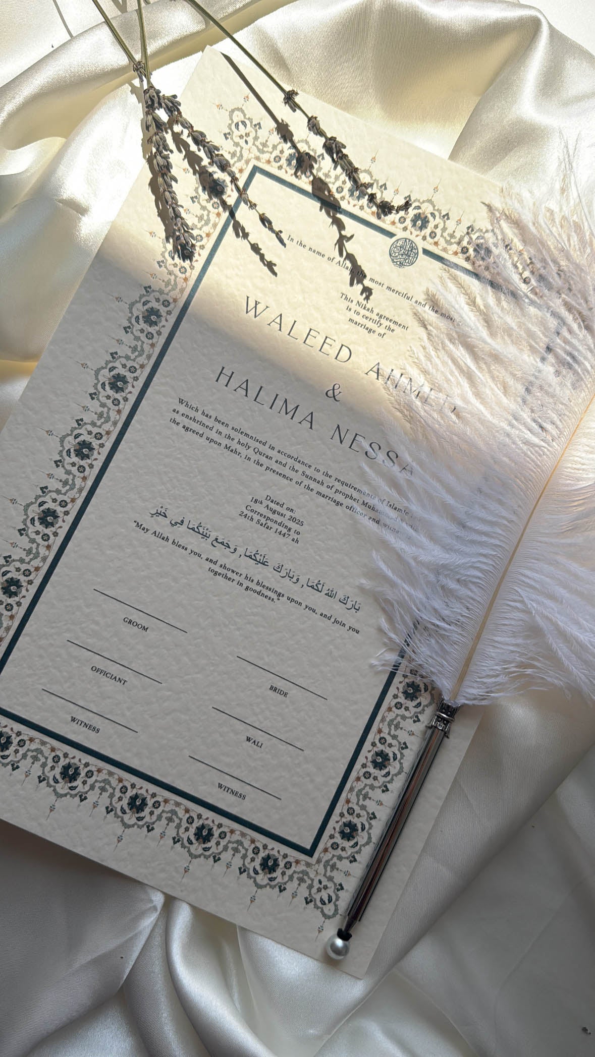 Bundle: Nikah Certificate - Ocean of Love + Frame + Pen
