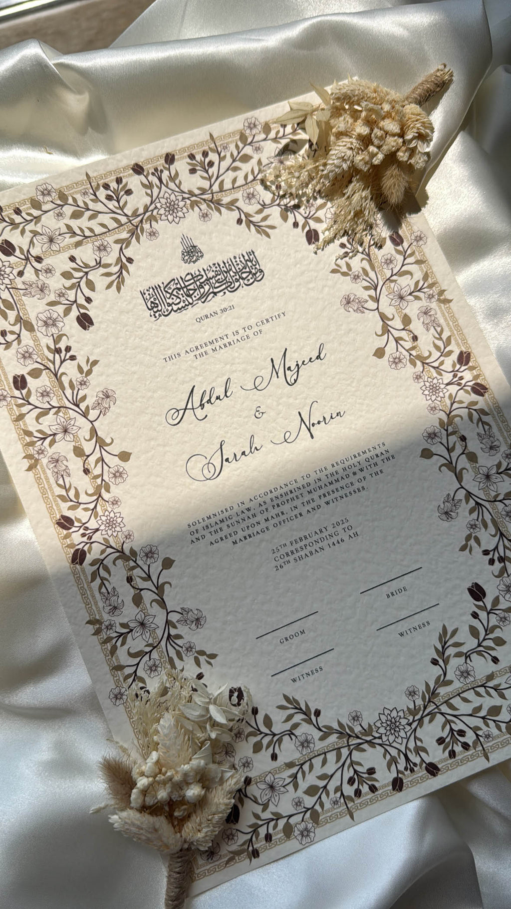 Nikah Certificate - Shine of the Rose