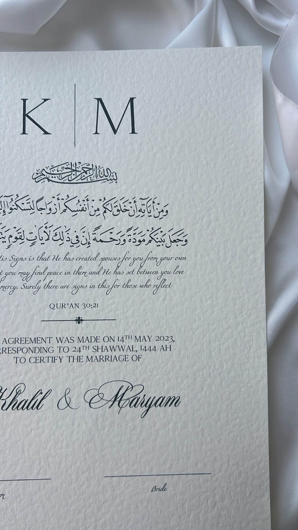 Nikah Certificate - Promise of Forever