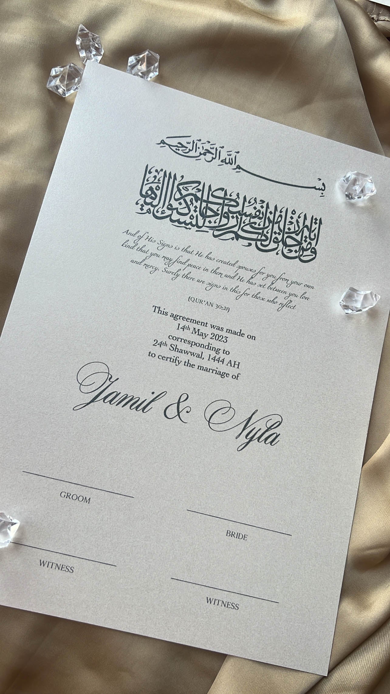 Nikah Certificate - Contract of Mercy