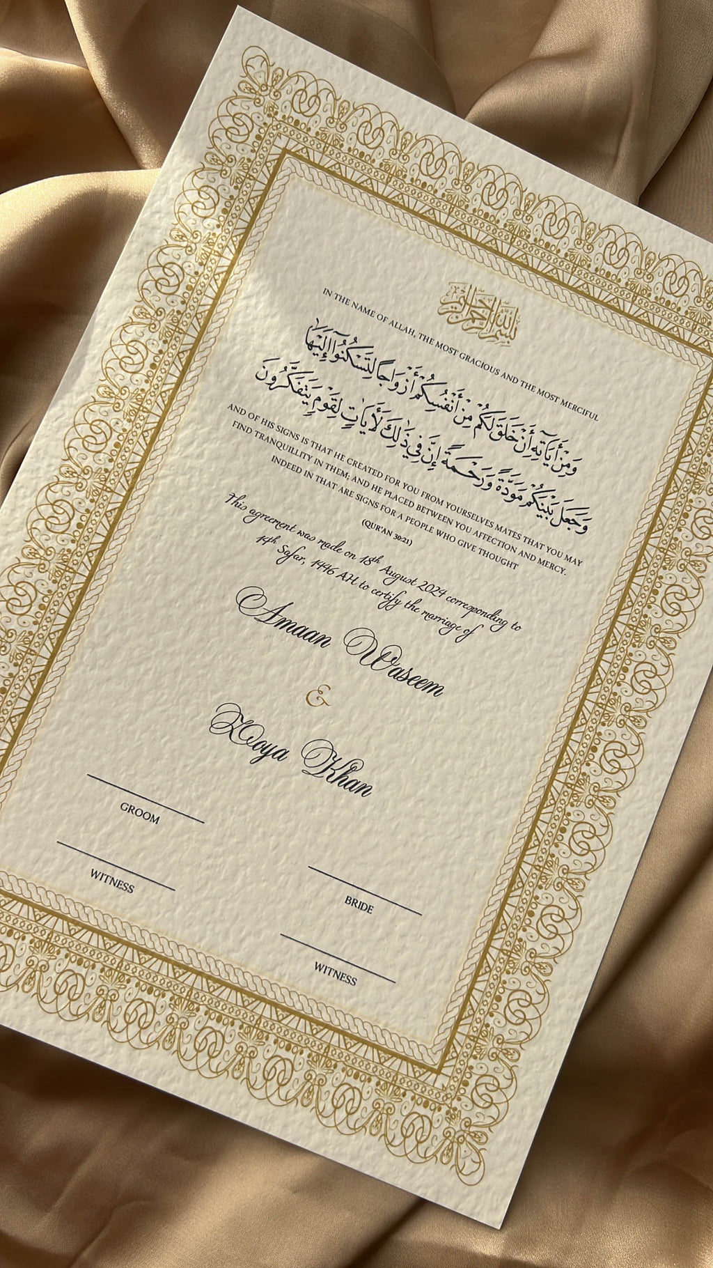Nikah Certificate - World of Gold + Pen