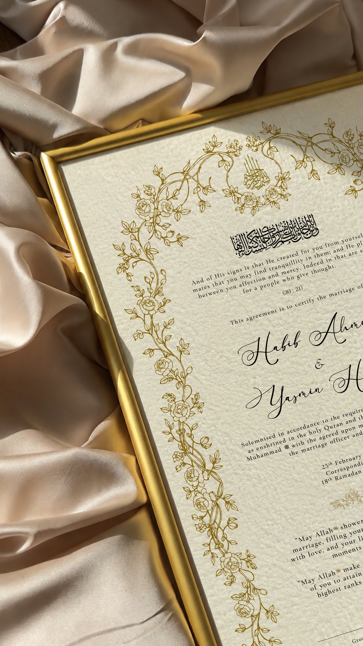 Bundle: Large Extended Nikah Certificate - Love rooted in tranquility