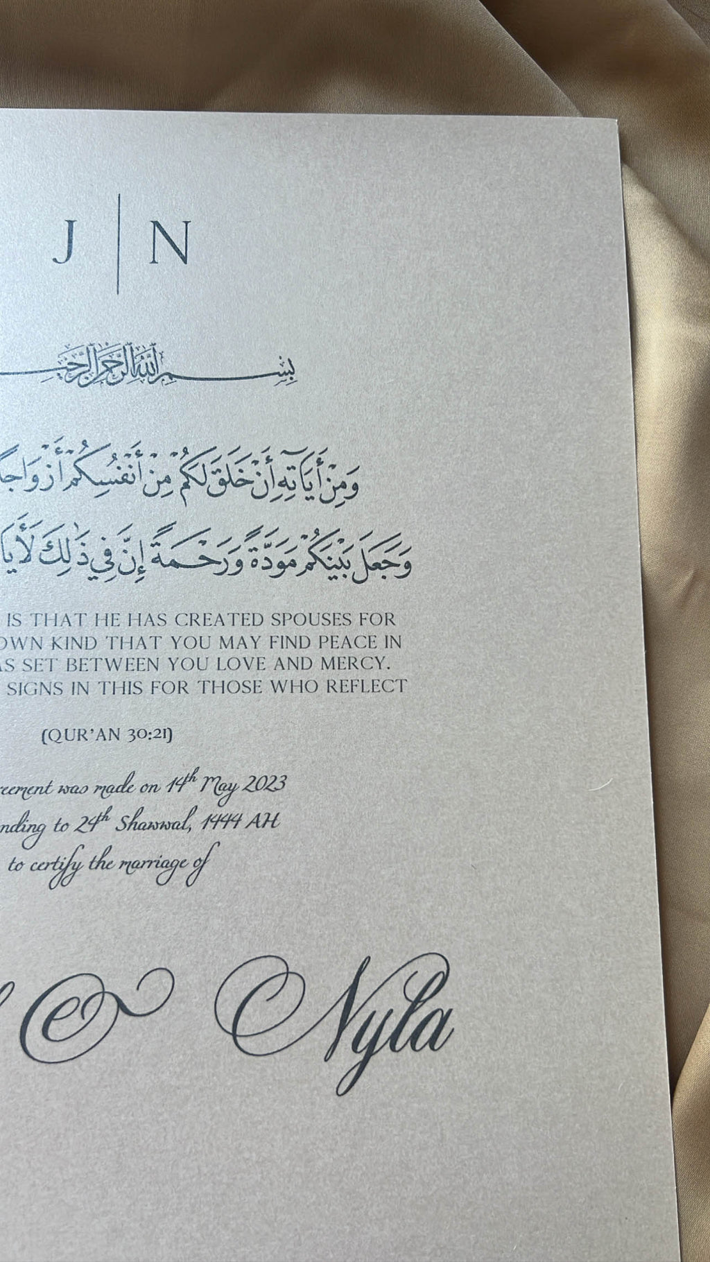 Nikah Certificate - A Promise Written