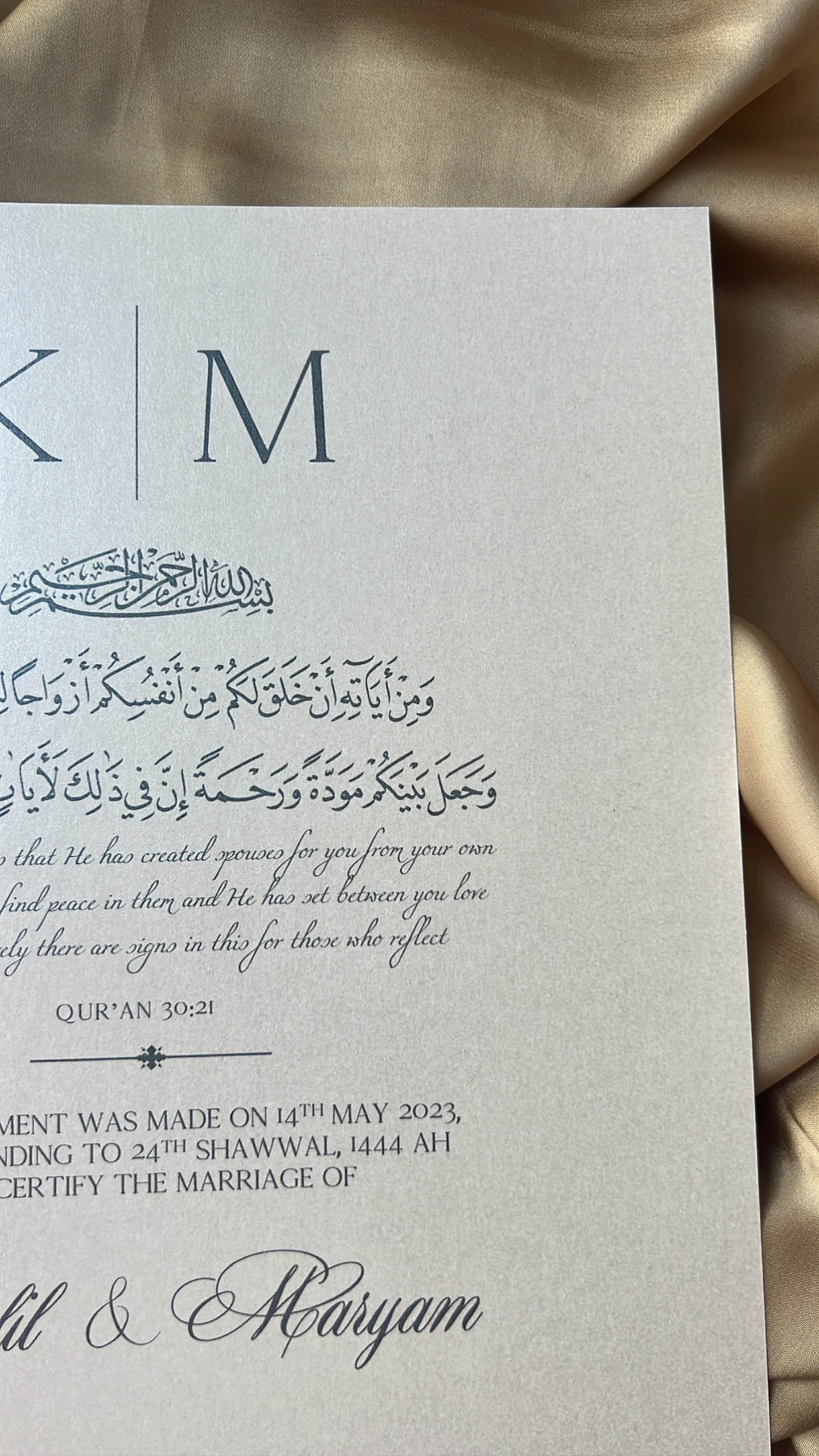 Nikah Certificate - Promise of Forever