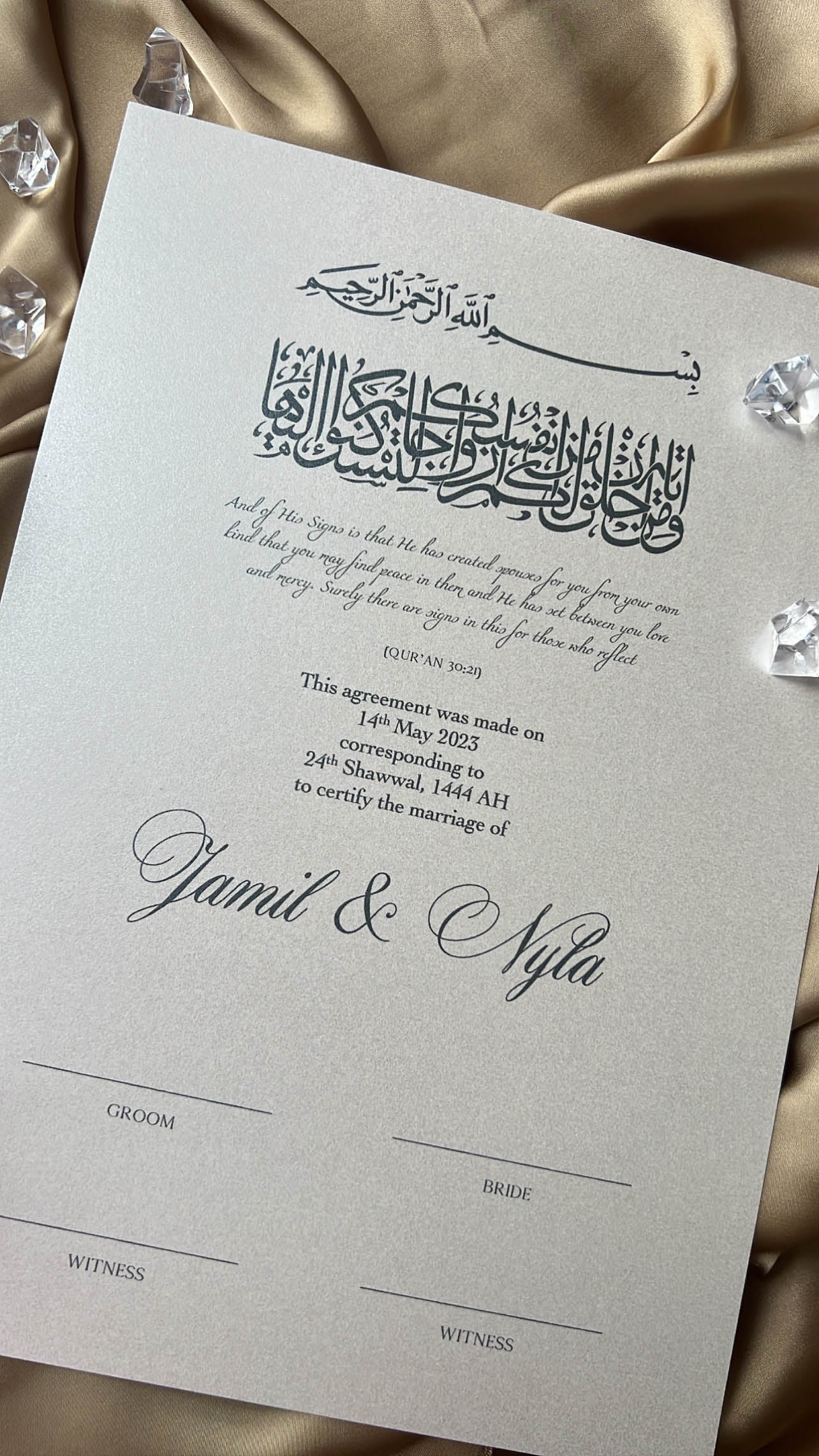 Nikah Certificate - Contract of Mercy
