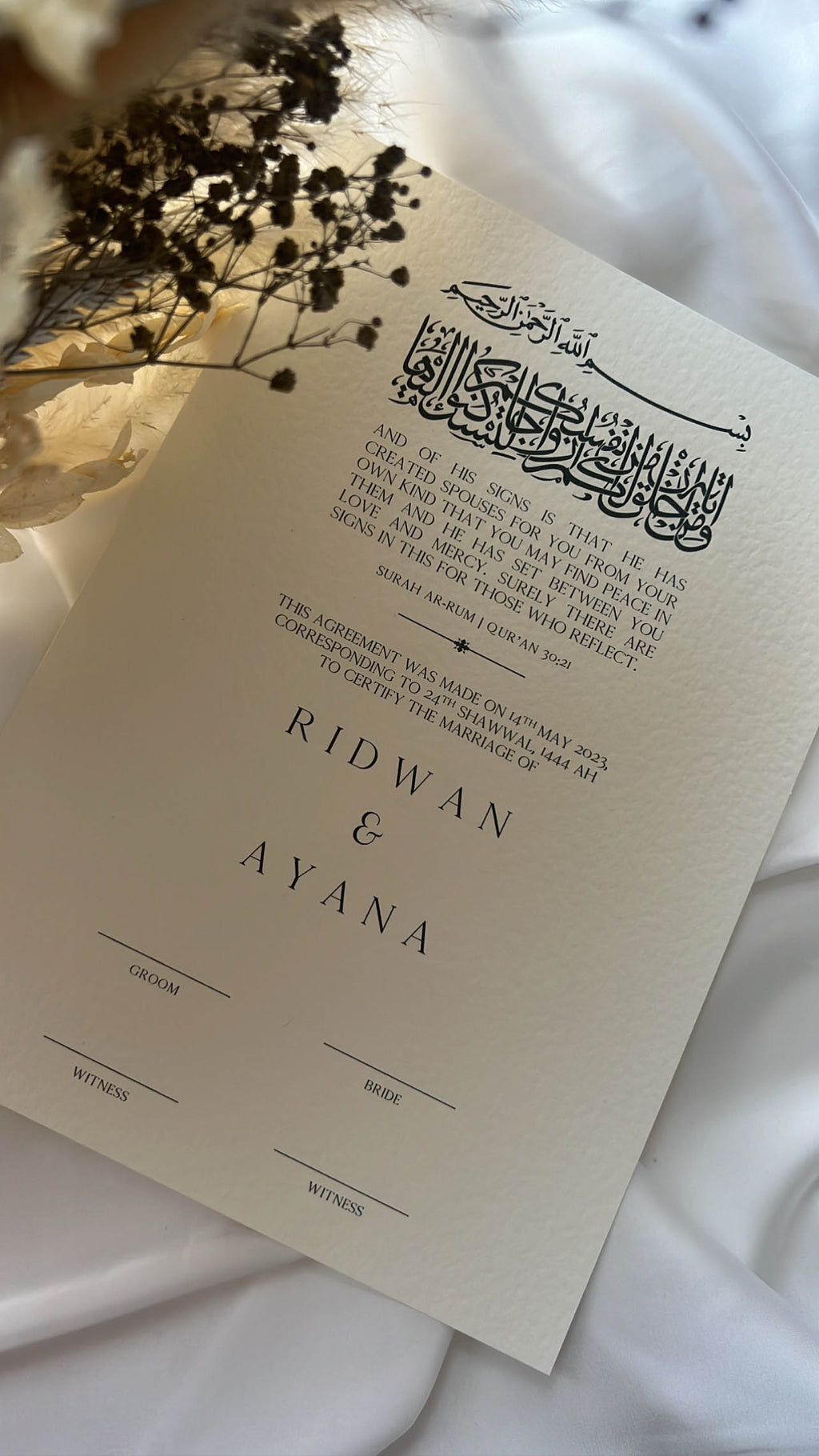 Nikah Certificate - Bound in Faith