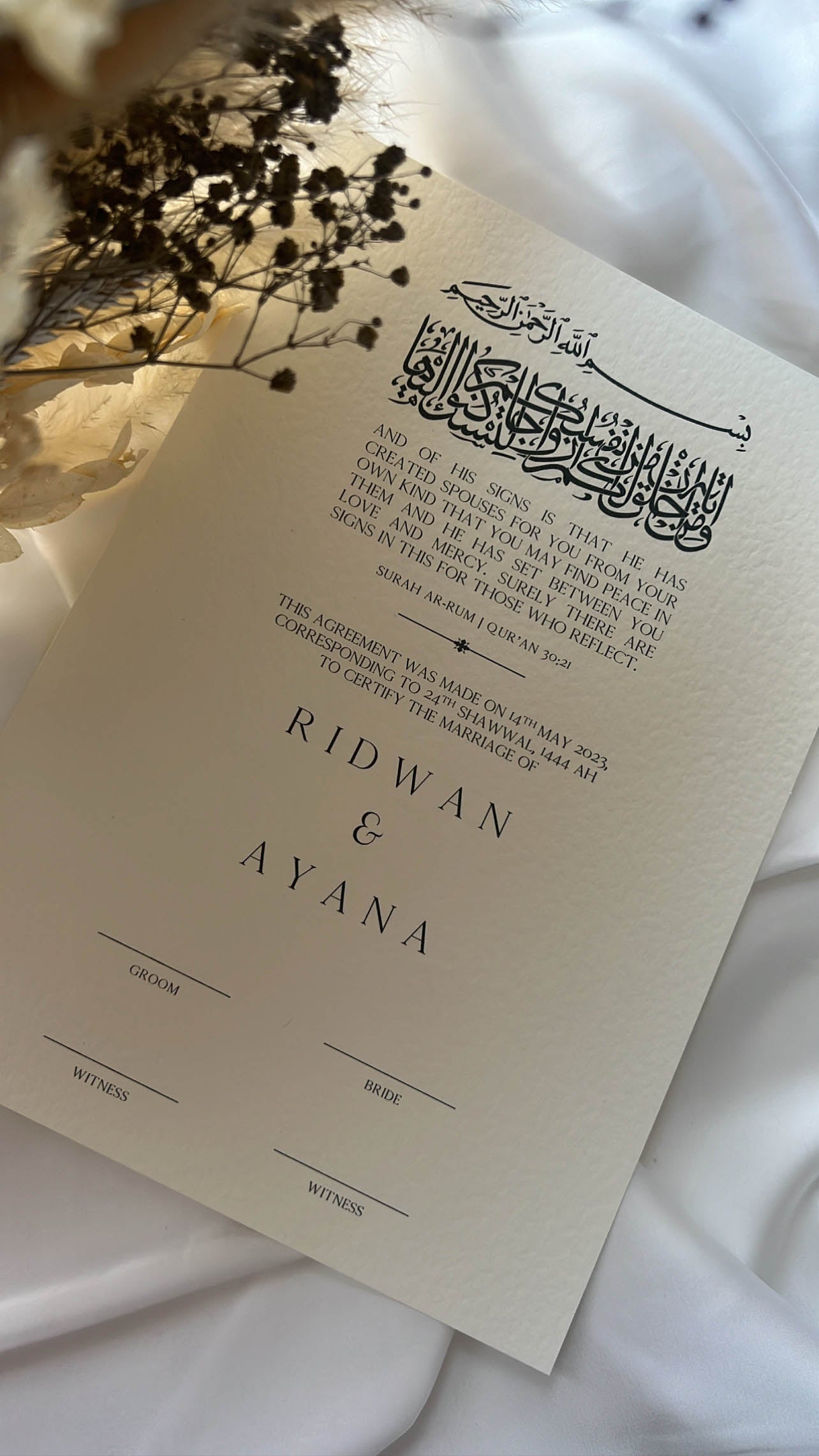 Nikah Certificate - Bound in Faith