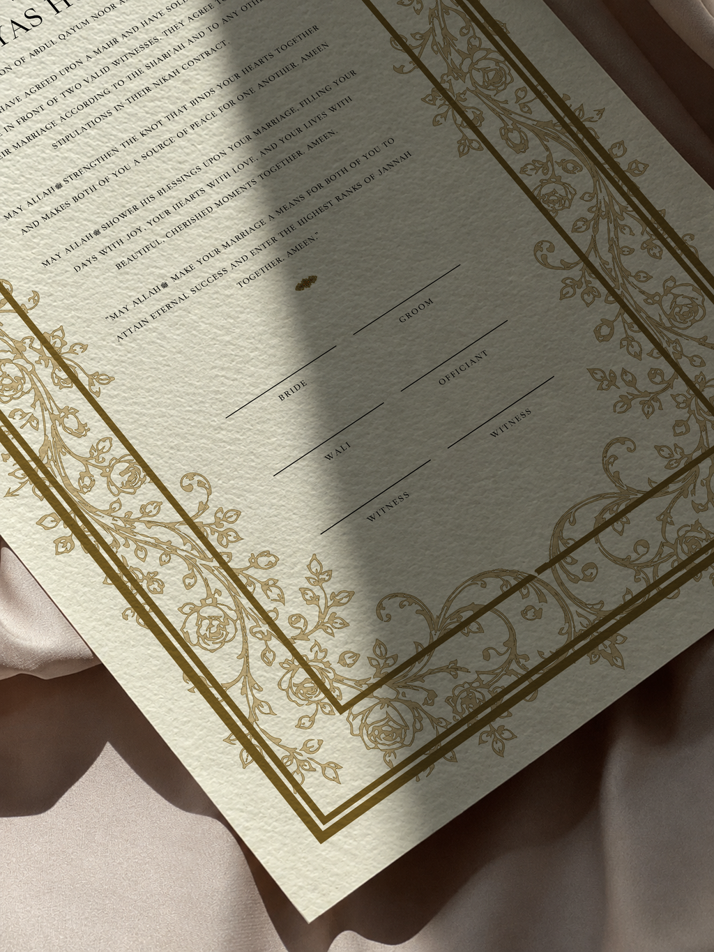 Bundle: Large Extended Nikah Certificate - Garden of Flowers & Light