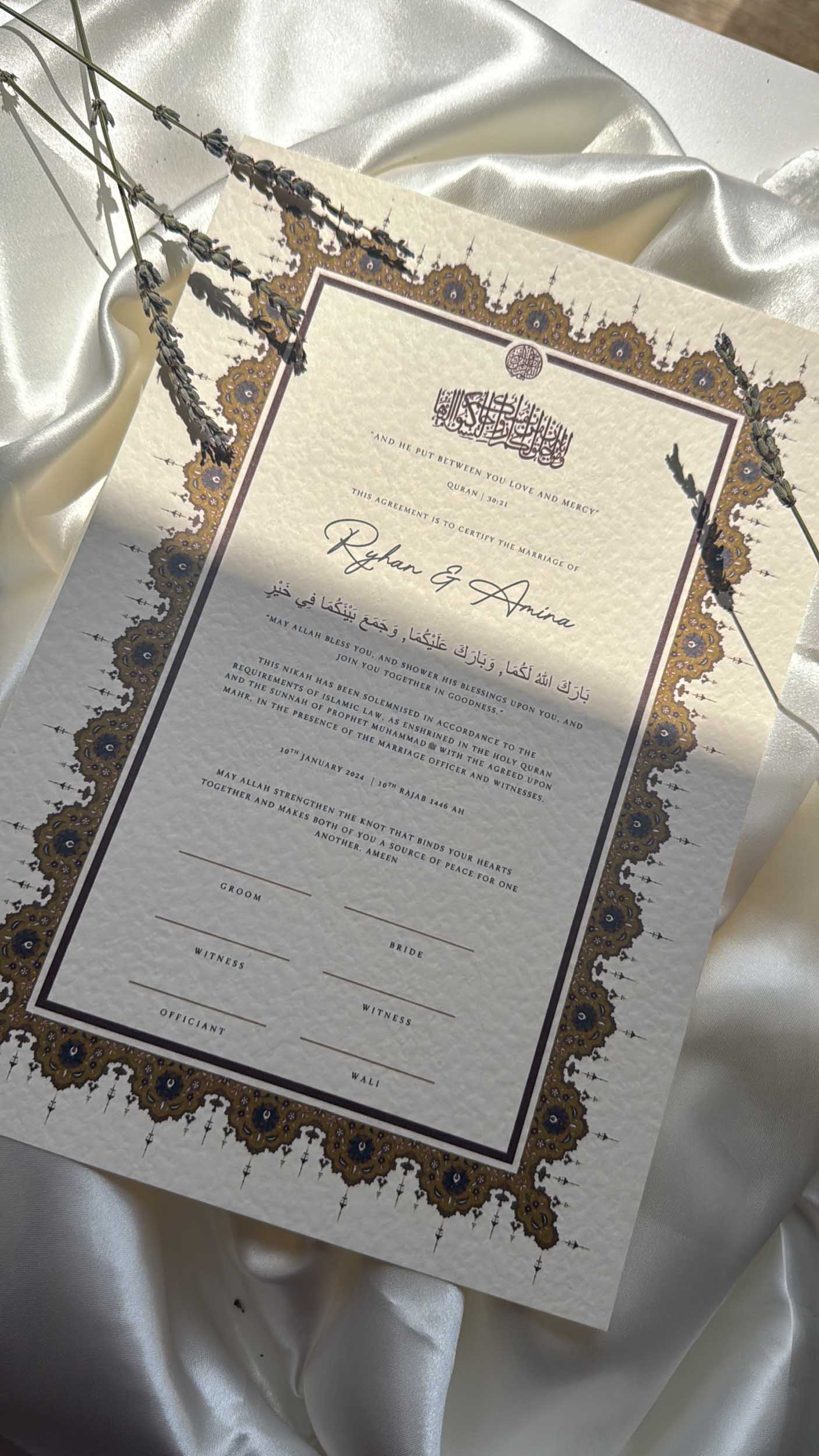 Nikah Certificate - A Heart of Gold
