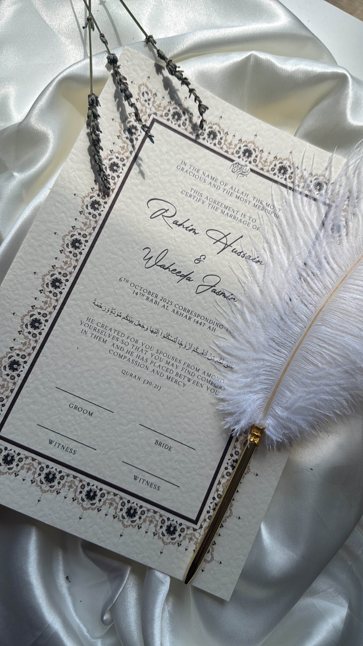 Nikah Certificate - Tranquility of Hearts + Pen