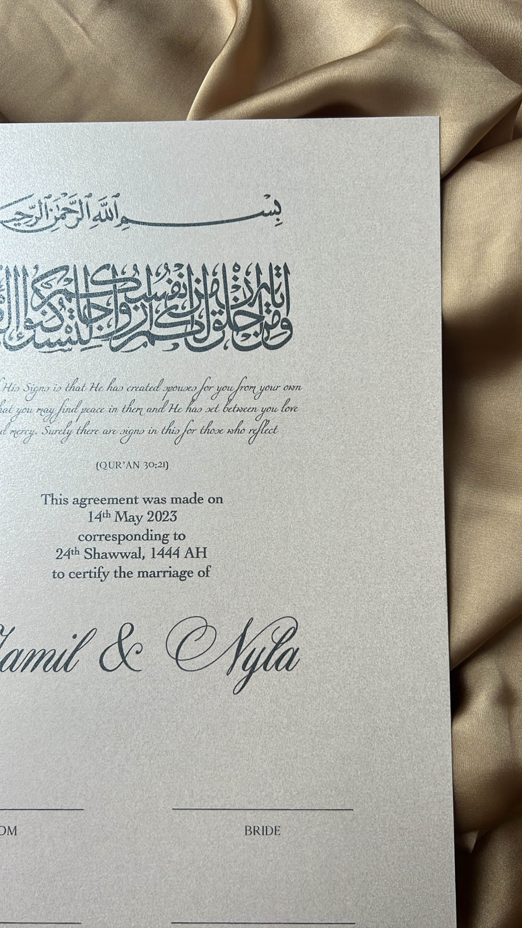 Nikah Certificate - Contract of Mercy