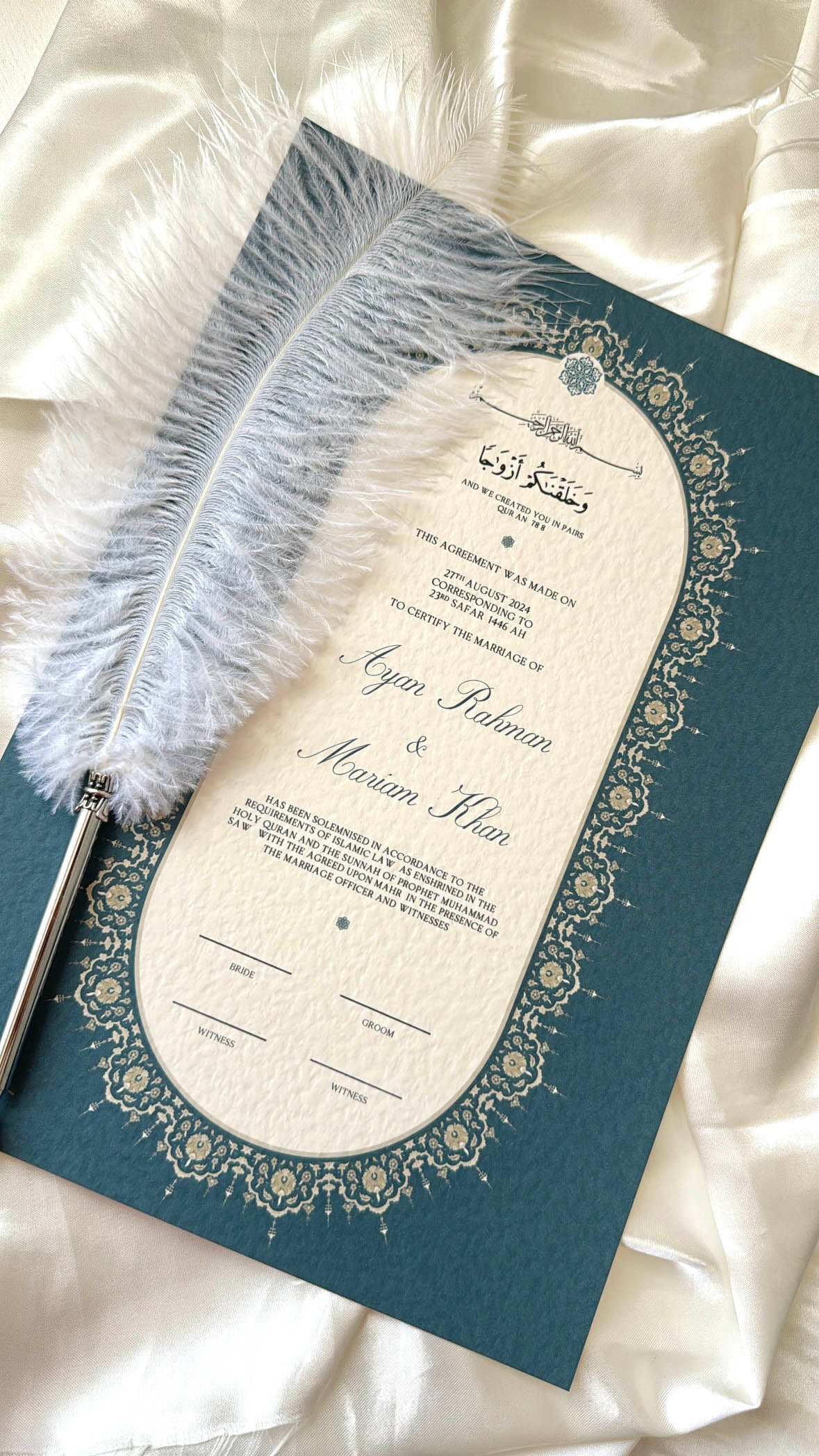 Nikah Certificate - Sea of Love + Pen