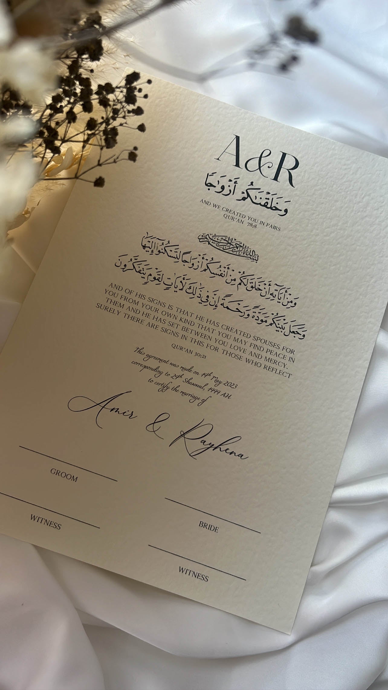 Nikah Certificate - The Eternal Promise + Pen