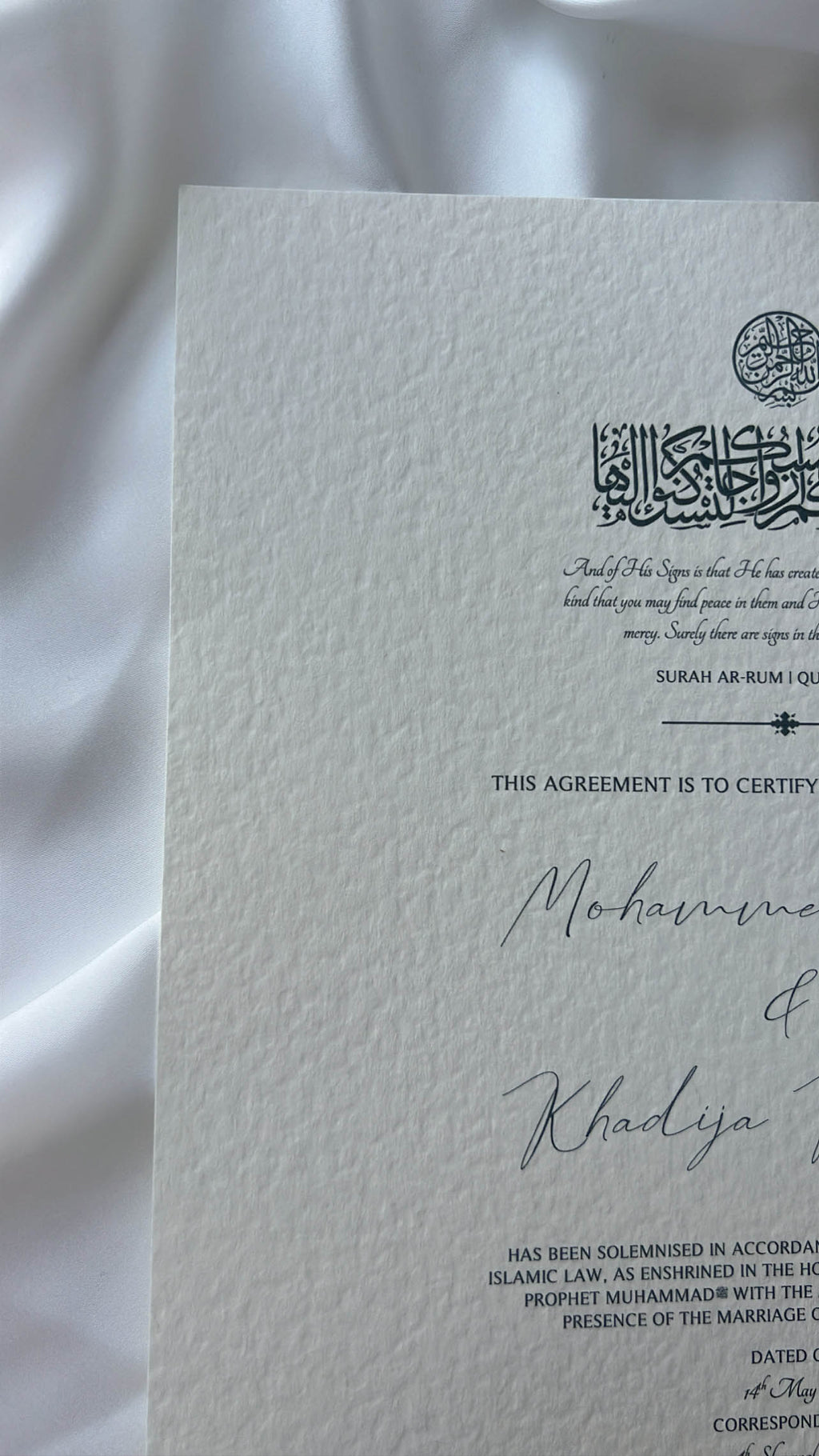 Nikah Certificate - Pledge of Hearts