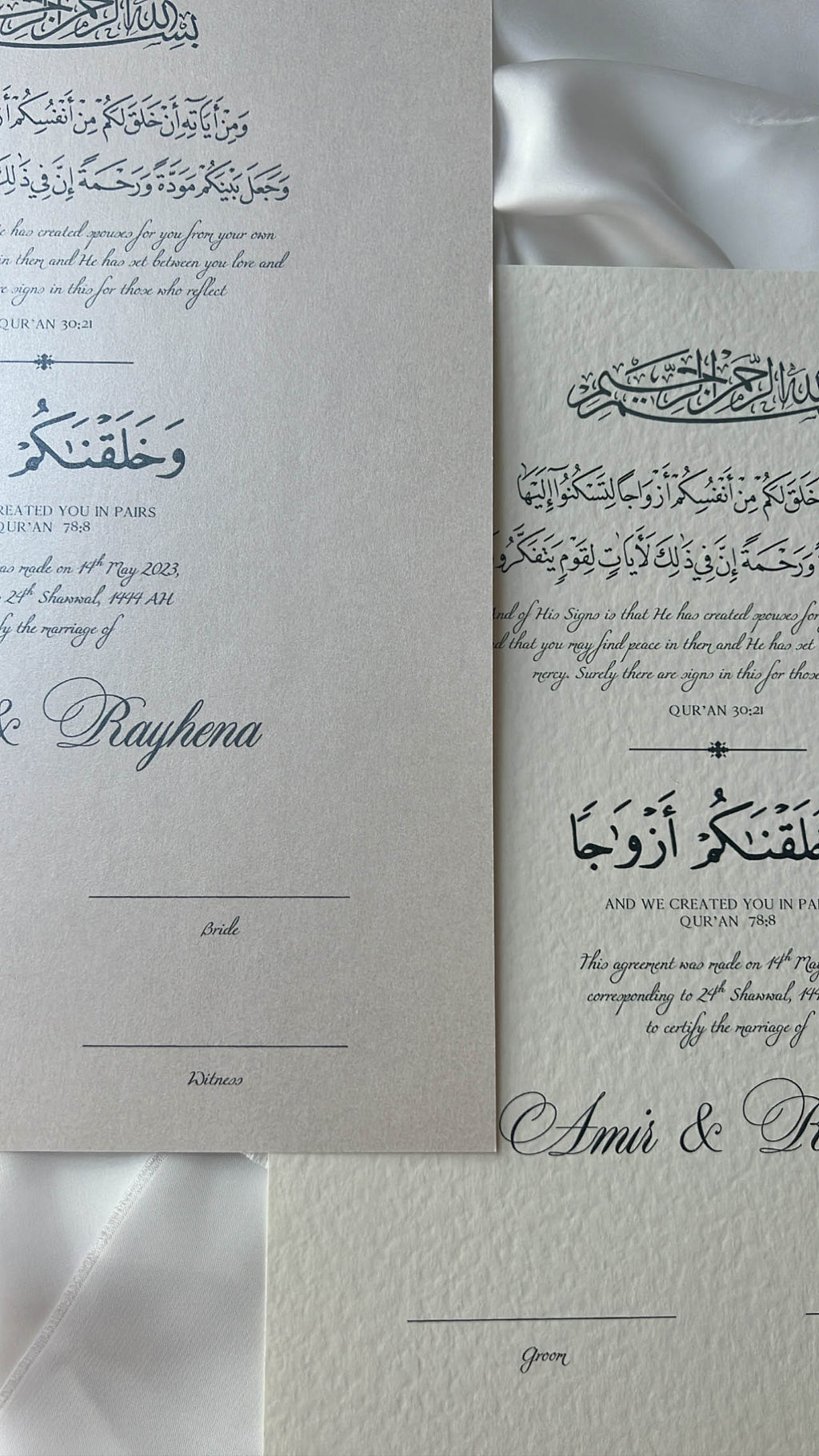 Bundle: Nikah Certificate - Covenant of Tranquility + Frame + Pen