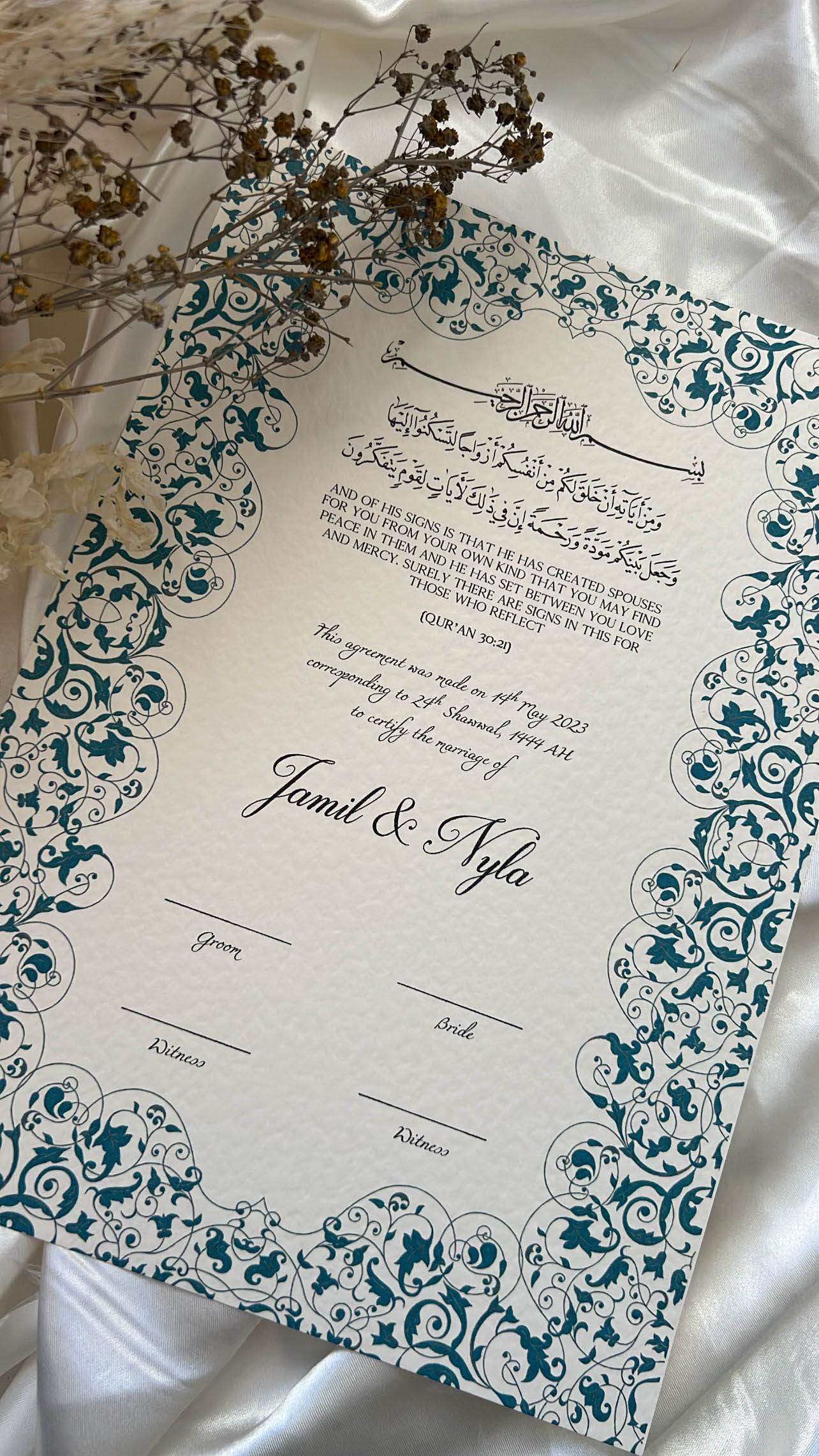 Nikah Certificate - Waves of Love