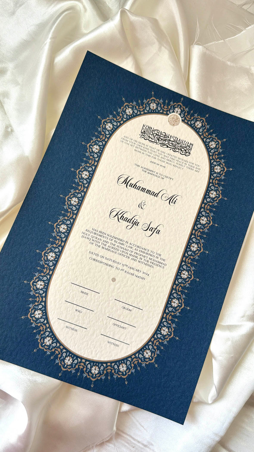 Nikah Certificate - The Blue Contract + Pen