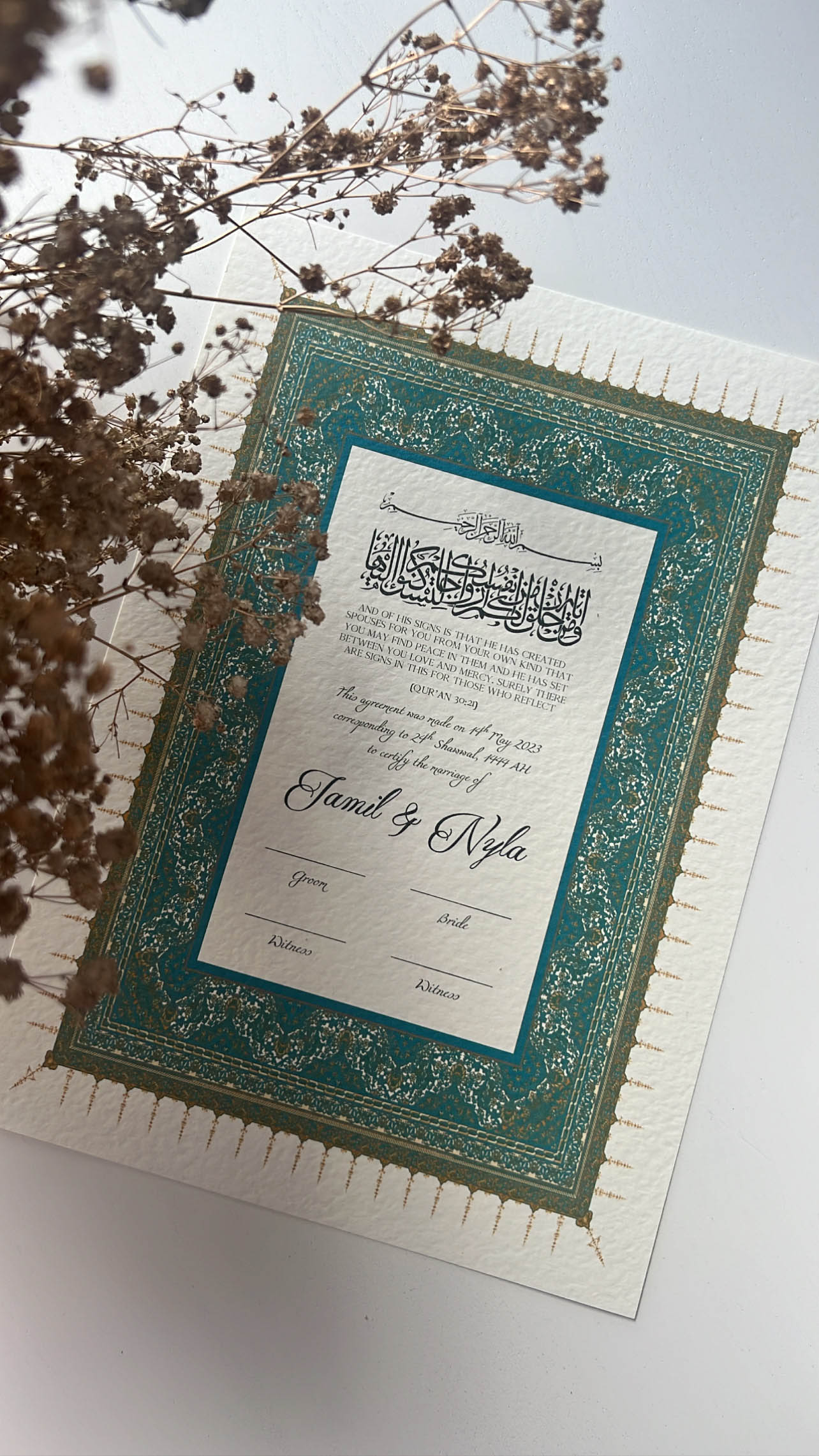 Nikah Certificate - Tale of Blue